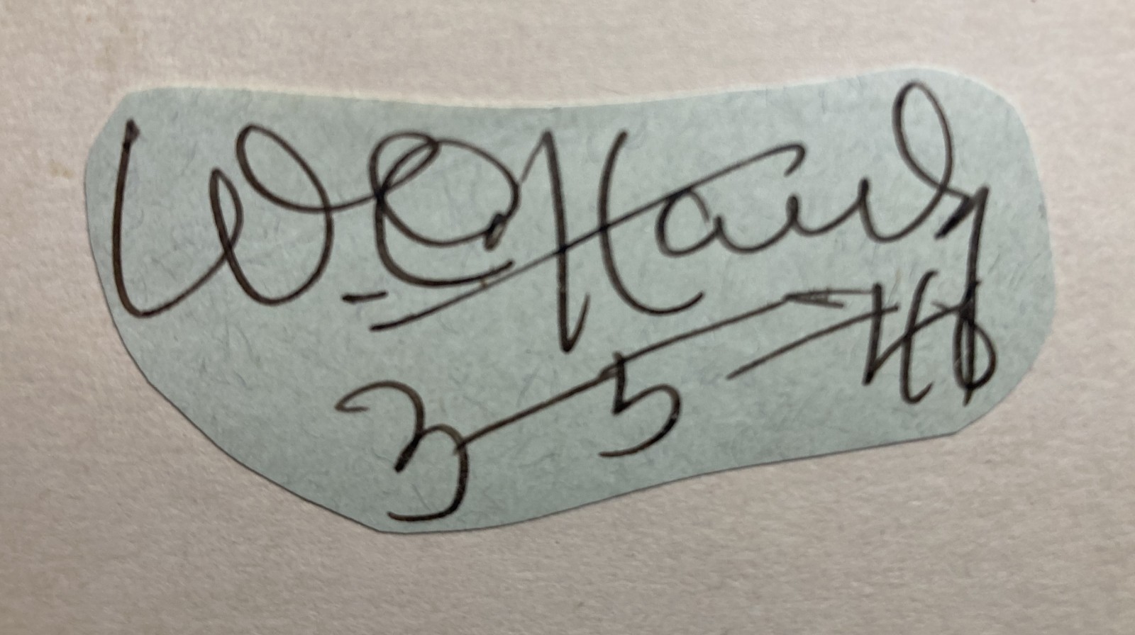 W. C. HANDY – Clipped signature on index card – 1940 – “Father of the Blues”