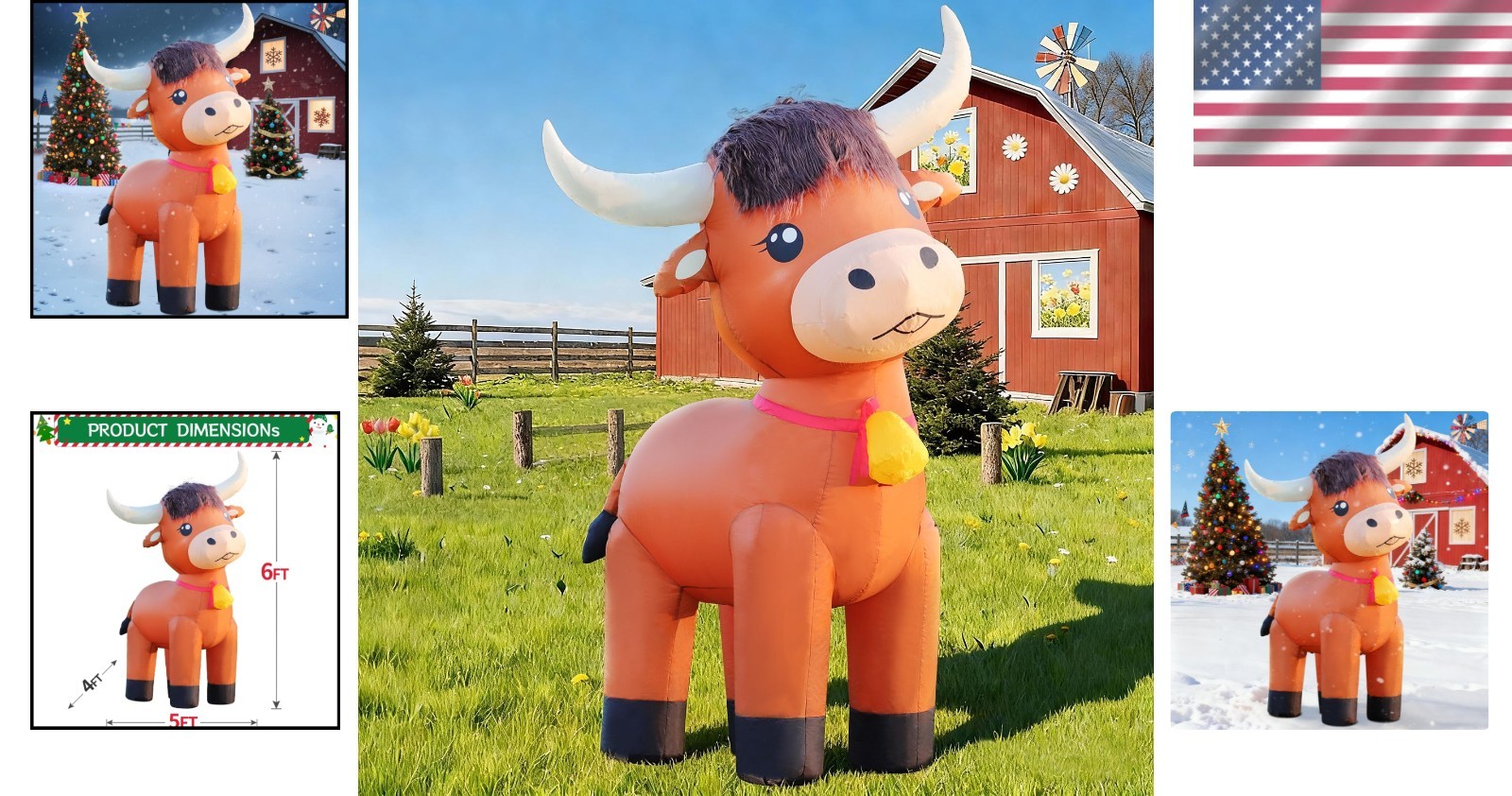 Highland Calf Christmas Inflatable – Durable Nylon/Polyester, Yard Decor