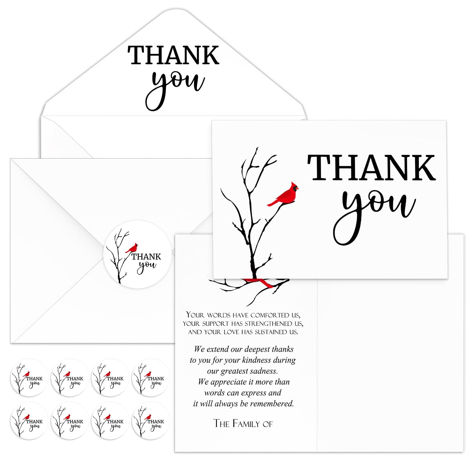 Fumete 50 Set Funeral Thank You Cards with Envelopes and 15 x 10 cm, White