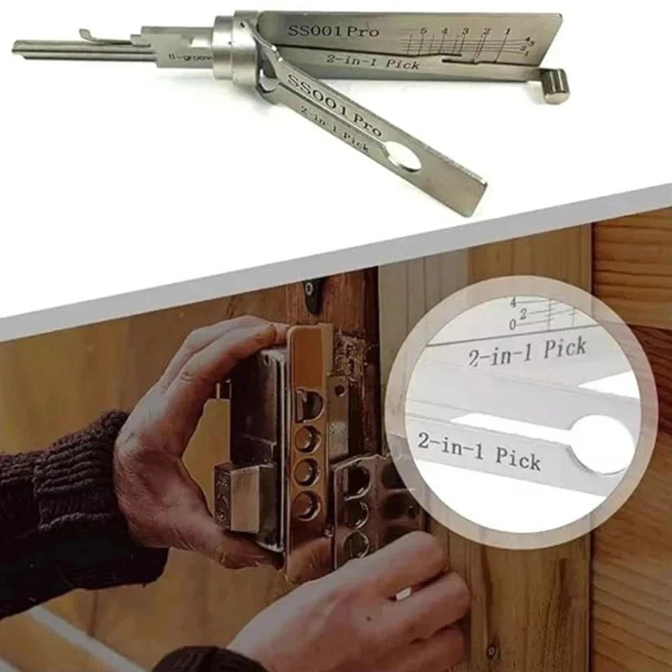 2-in-1 Stainless Steel Key Decoder SS001 PRO Lock Decoder Repair Tools USA