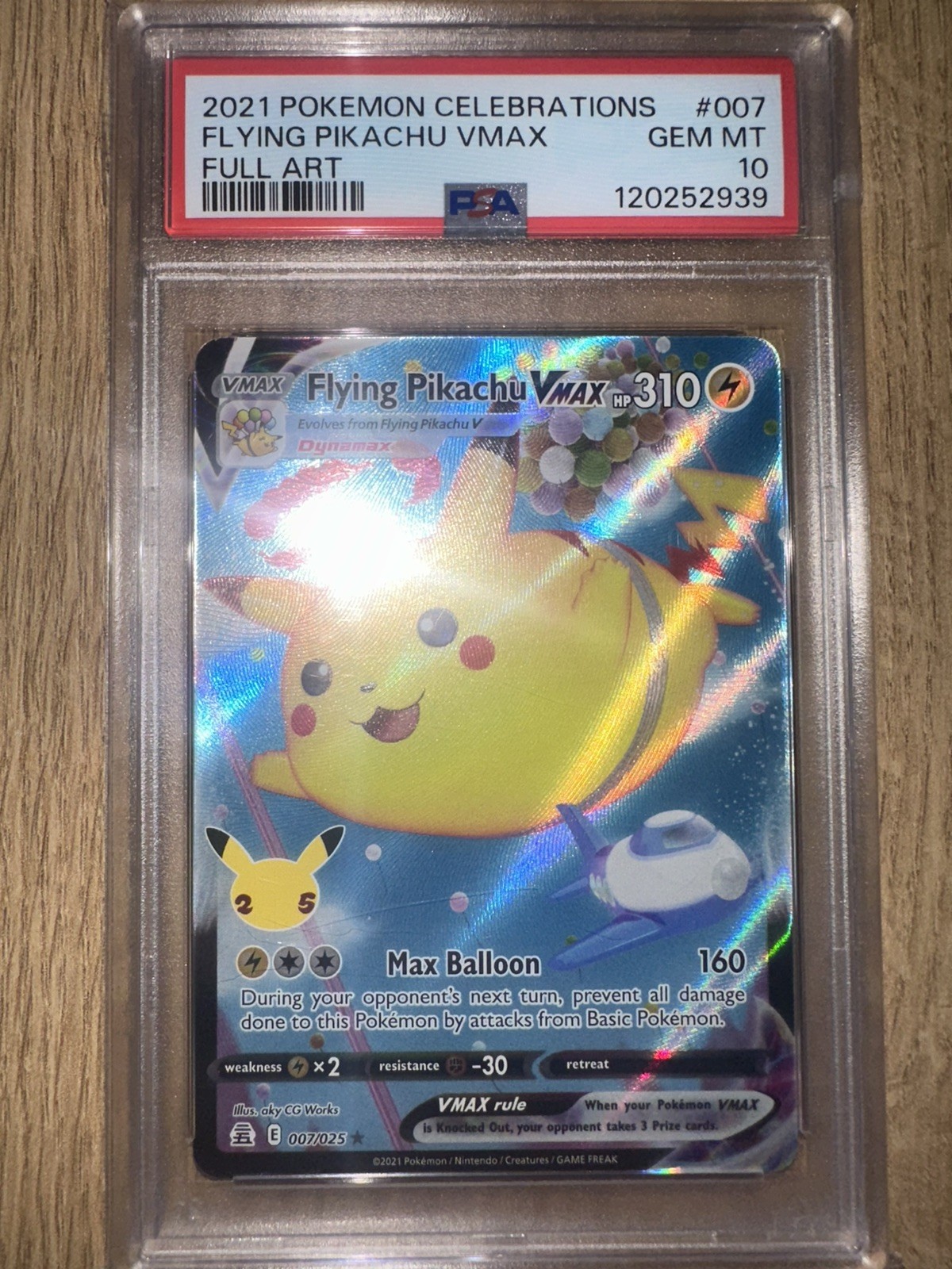 Pokemon 2021 Celebrations Flying Pikachu VMAX 007/025 PSA 10