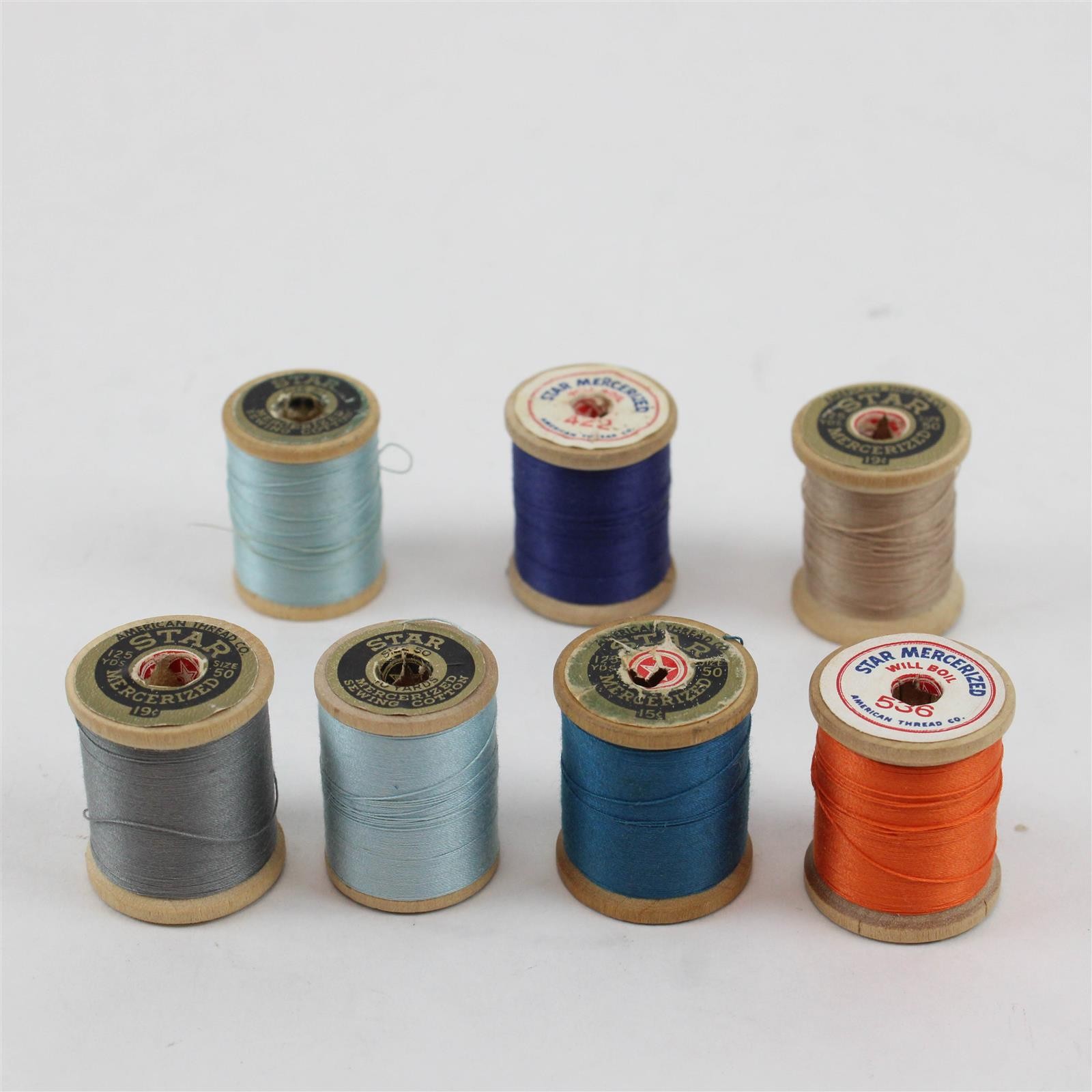 Lot of 7 Star Sewing Thread Spools Assorted Colors