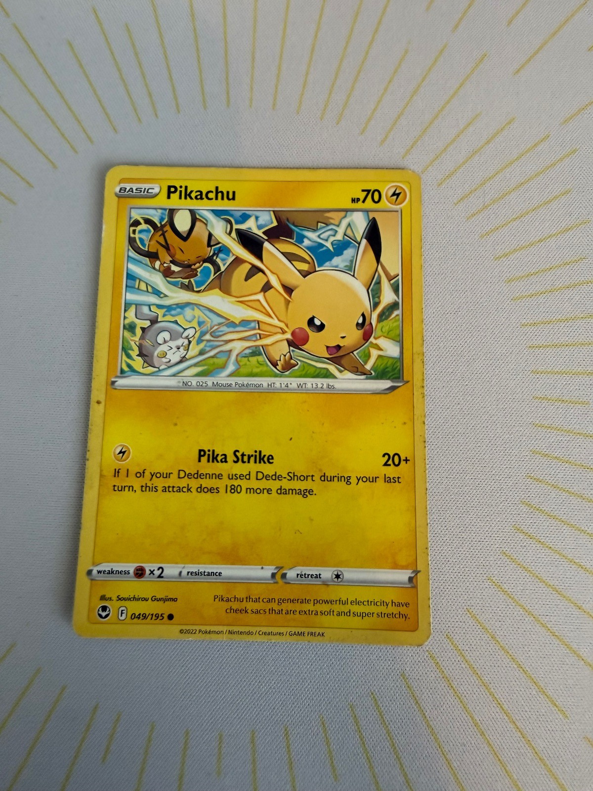 Pikachu 049/195 Common Silver Tempest Pokemon HP