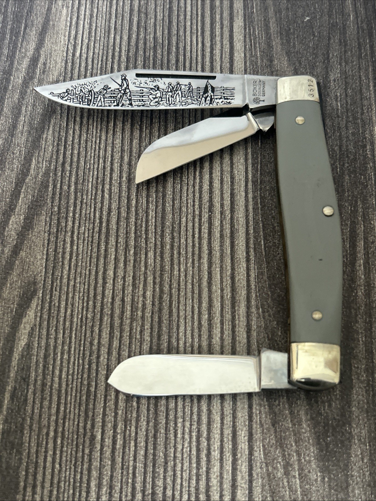 Vintage Tree Brand BOKER Solingen Germany Gray Handle Never Used No Box