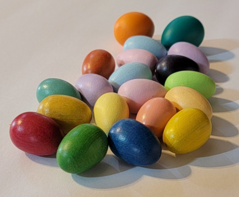 Lot of 20 Wood Hand Painted Matte Spring Vintage German Multicolor 1.5, 1.25 in
