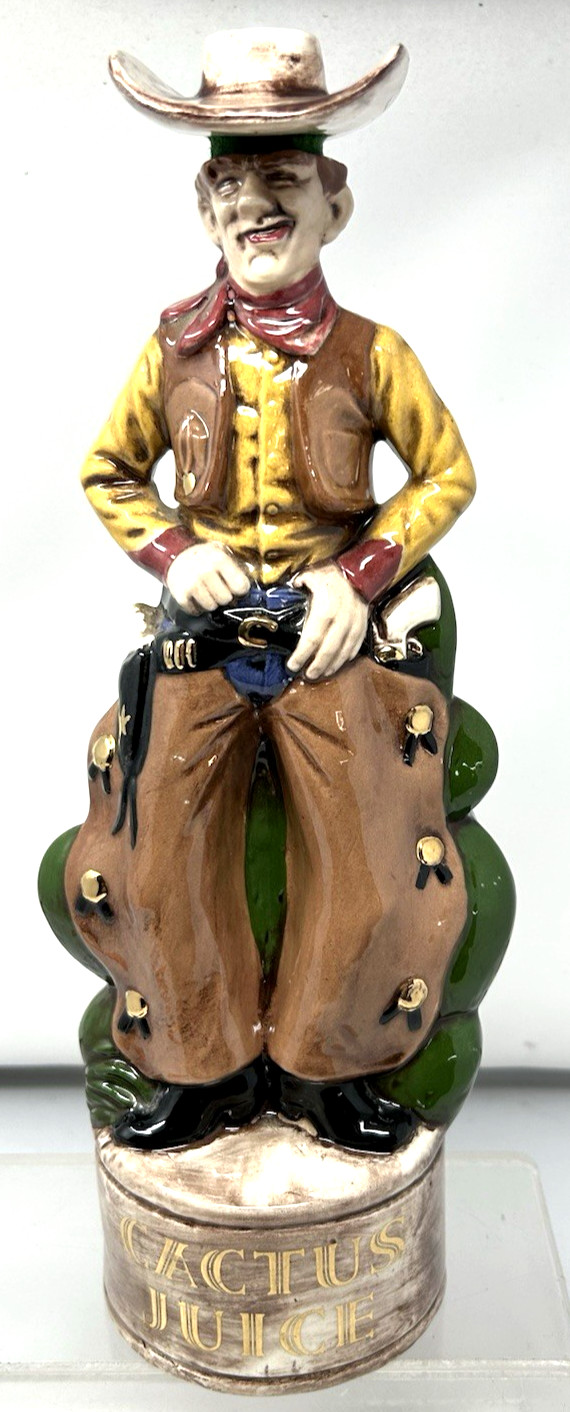 VINTAGE 1970’S Alberta Mold Liquor Decanter, “Cactus Juice” Cowboy. Hand painted