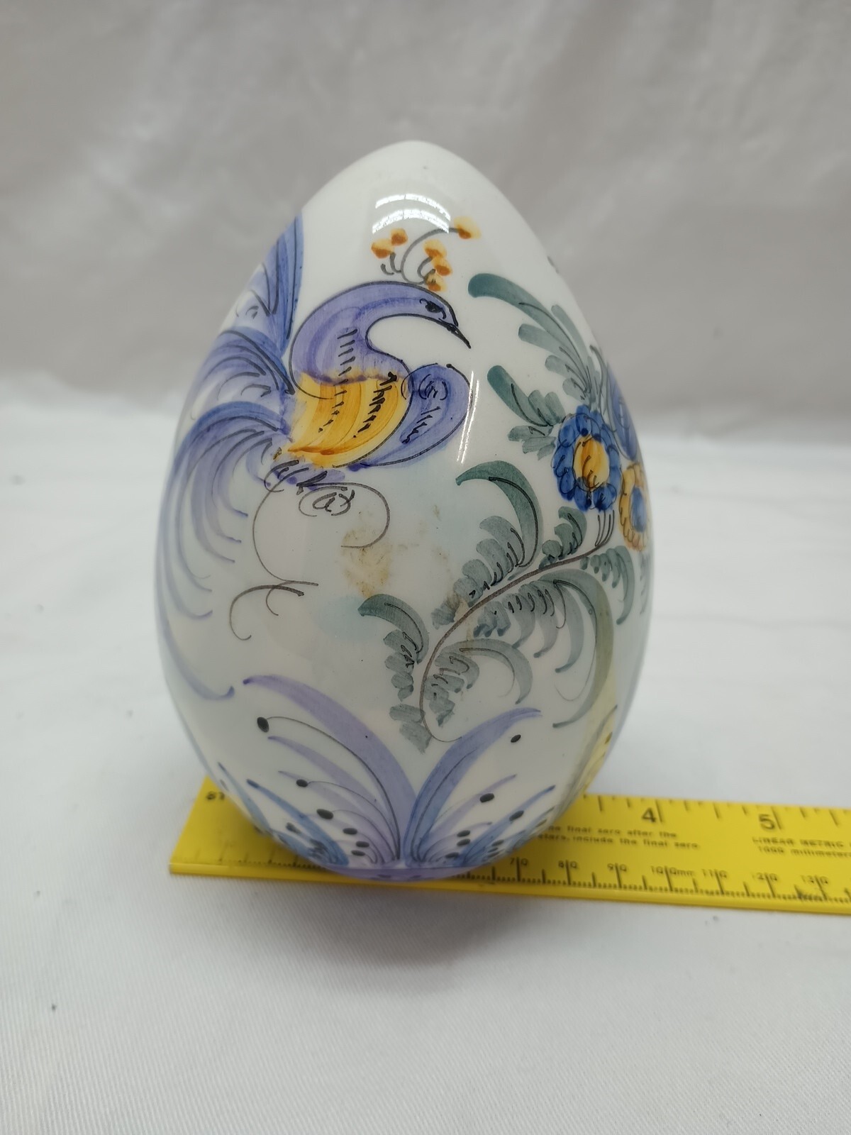 5 1/2″ Egg Beautifully Hand-painted Bird And Flowers all over