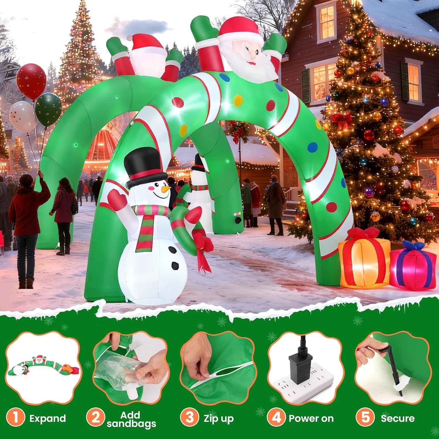 10.3Ft Christmas Inflatable Archway Outdoor Decoration, Blow up Giant Christm…