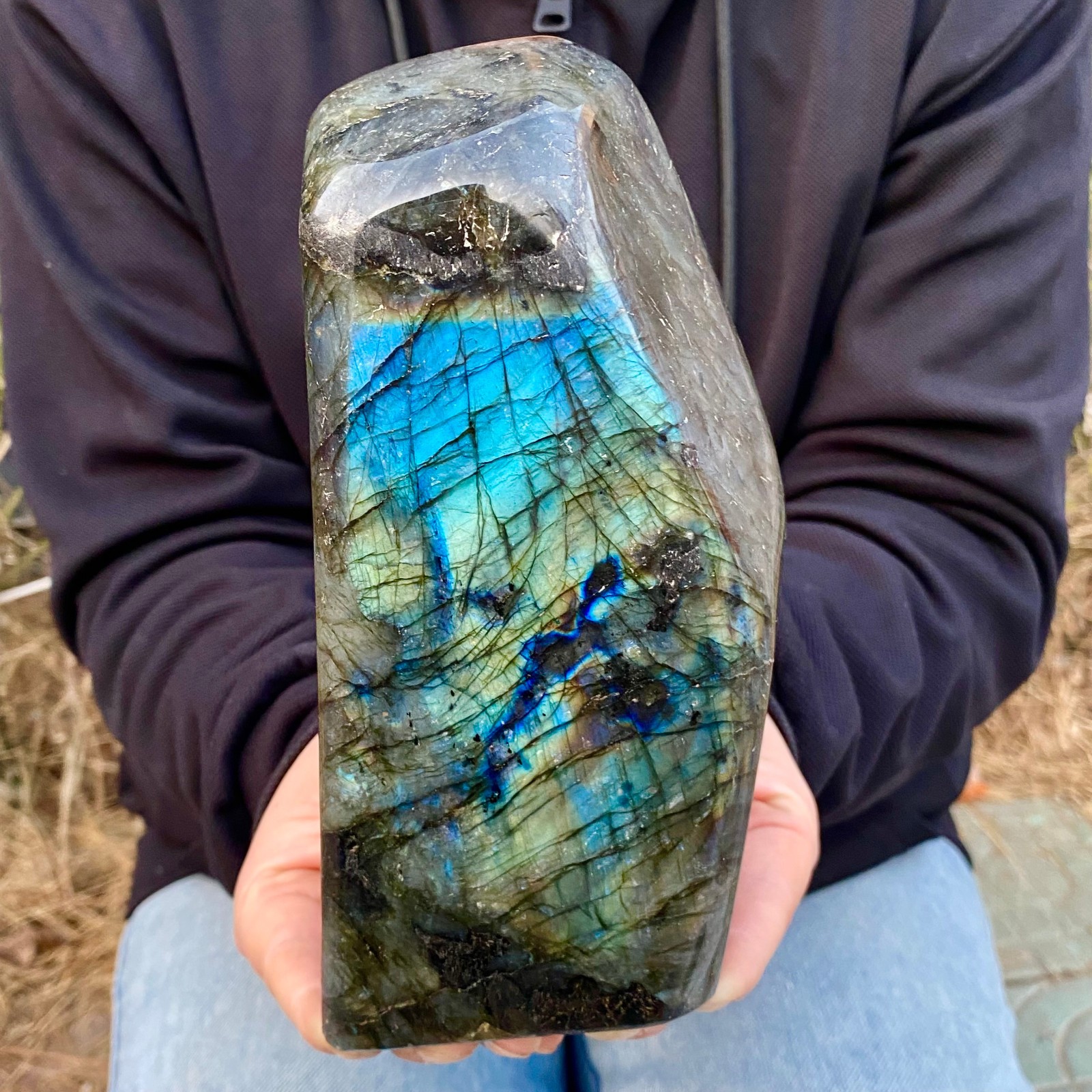 4.8LB Natural Labrador flash moonstone quartz crystal mineral specimen