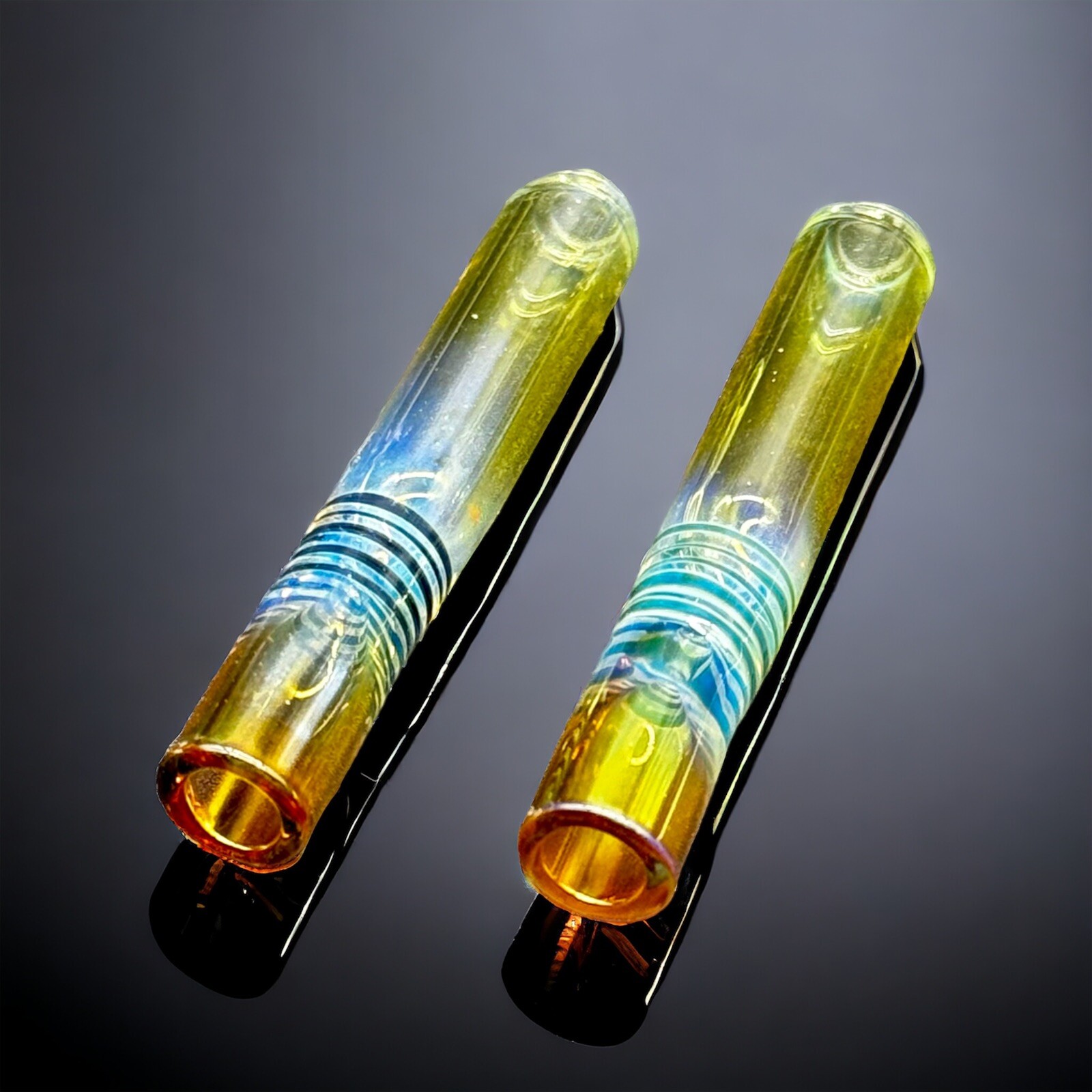 Golden Fumed 2 Pack Thick Chillum One Hitter Smoking Tobacco Pipe-2 Pack Colored