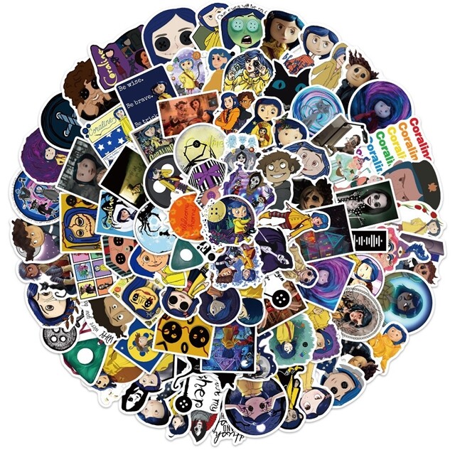 10 pcs Coraline Stickers Water Resistant Great for Laptops Skateboard Journals