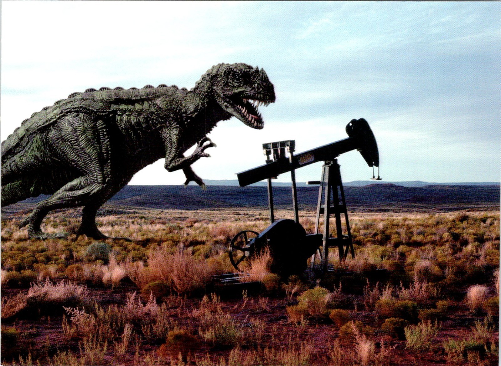 DINOSAUR Art~Teruhisa Tajima CERATOSAURUS Abandoned Oil Field 1996 4X6 Postcard