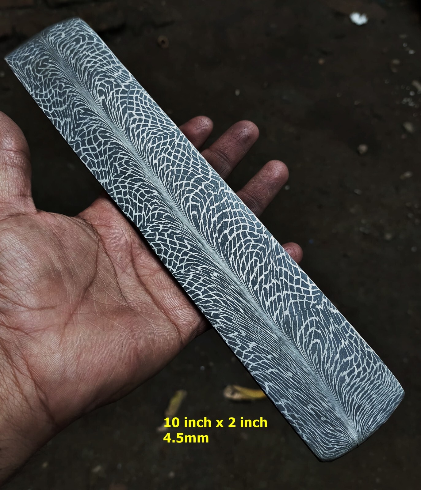 Mosaic Damascus spiro feather billet bar for making knife Custom Made DF066