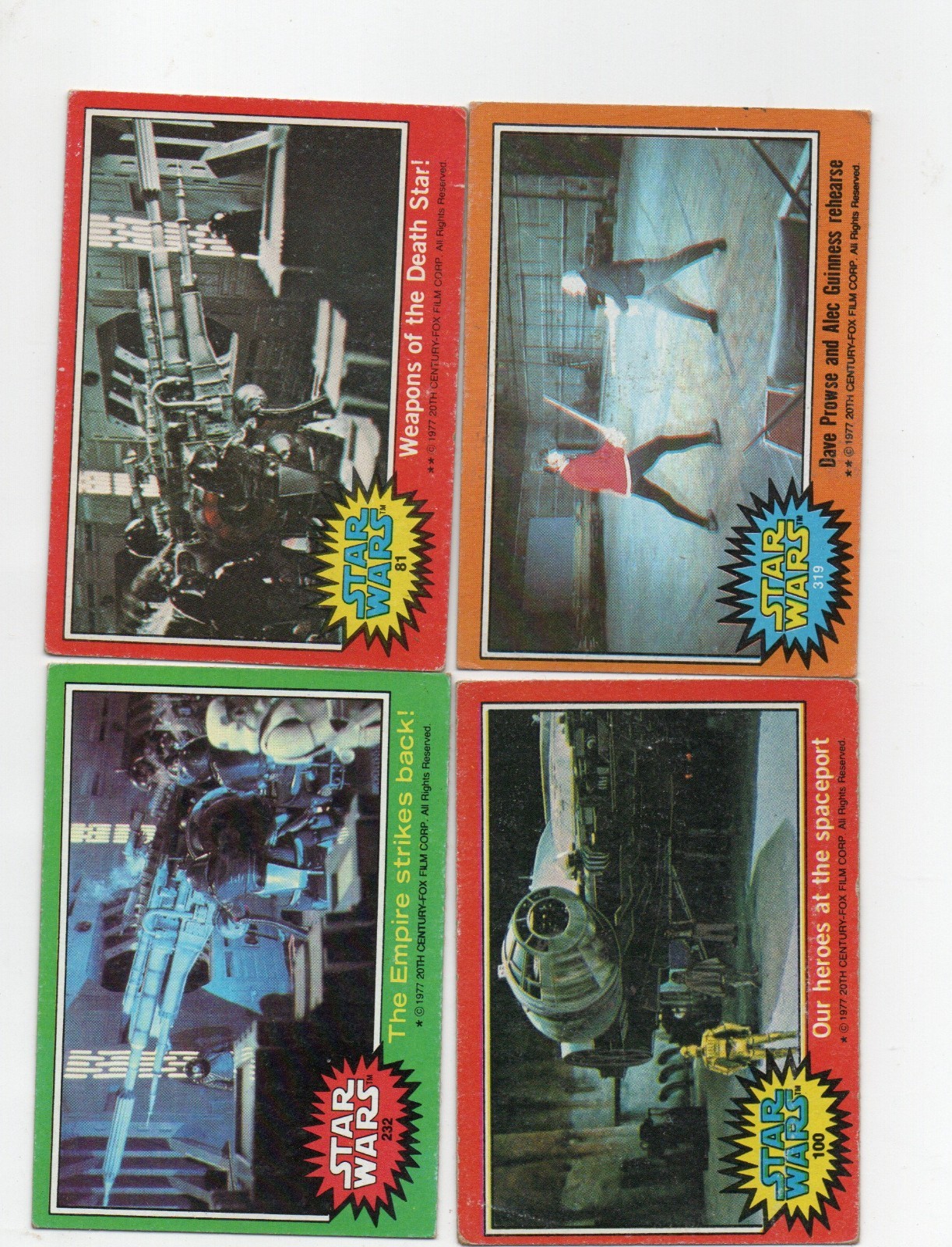 232 100 81 319 RED GREEN ORANGE 1977 TOPPS STAR WARS VINTAGE VG 4X LOT