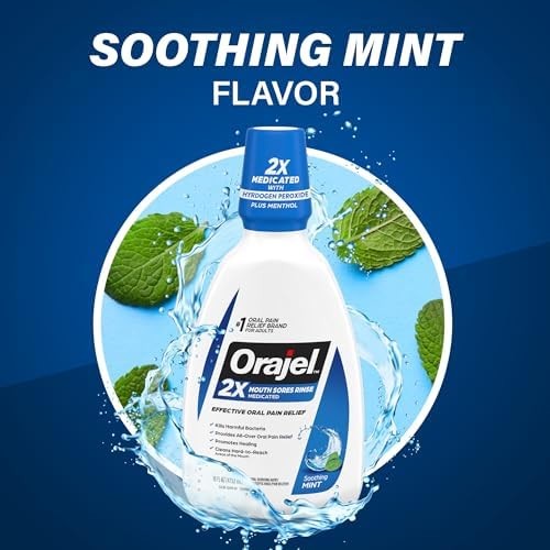 Orajel Nonseptic Mouth Sore Rinse 16oz, Soothing Mint Flavor, Provides Pain Reli