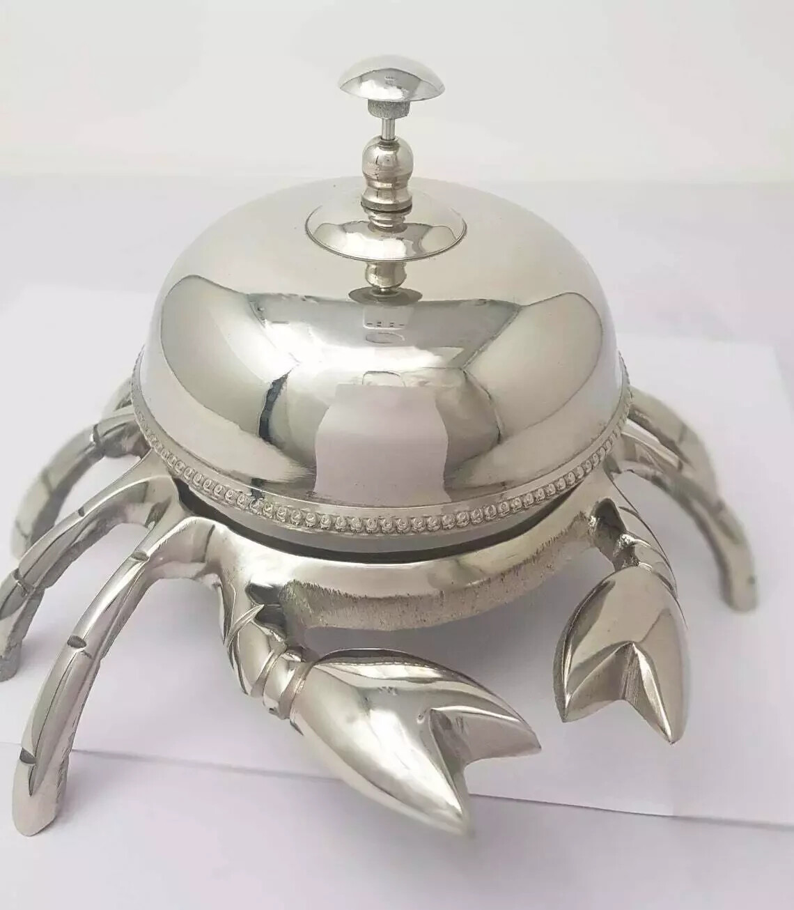 Antique Brass Reception Bell Crab Style Ornate Hotel Desk Bell Table Decor Gift