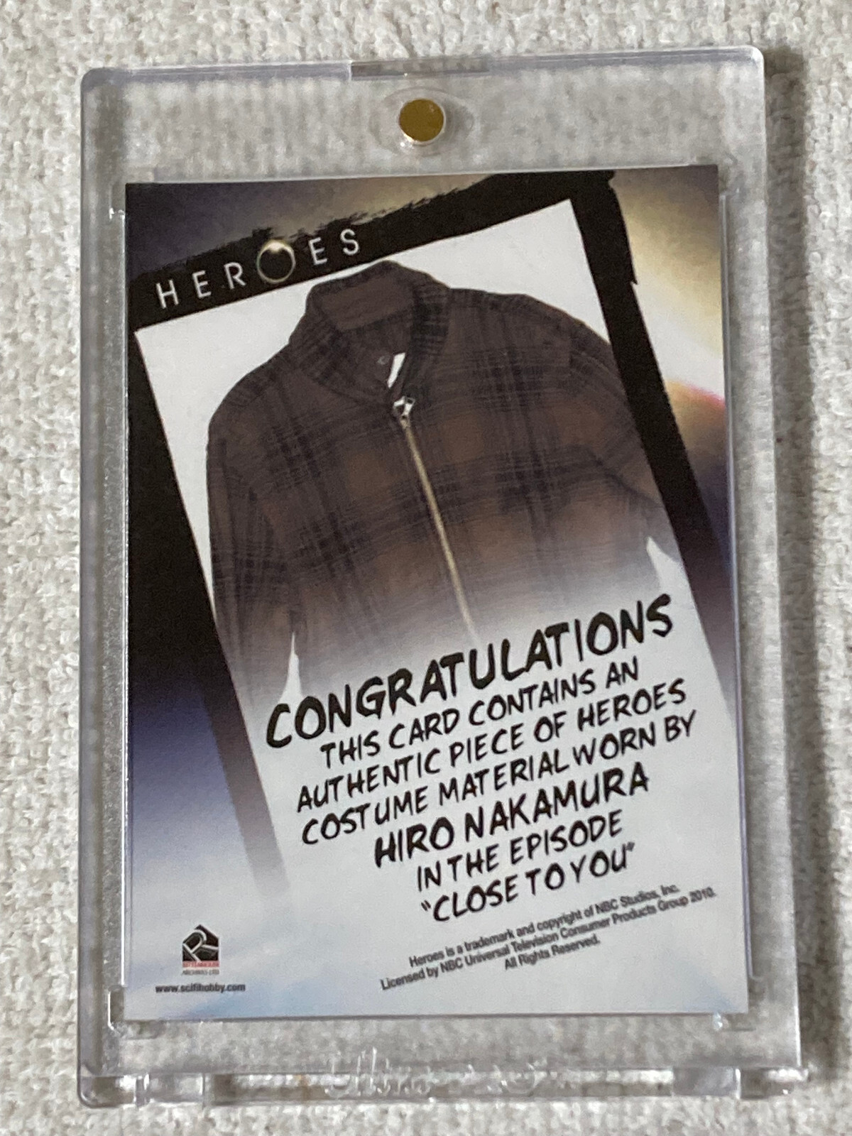 2010 Rittenhouse Heroes Archives Wardrobe Card Hiro Nakamura