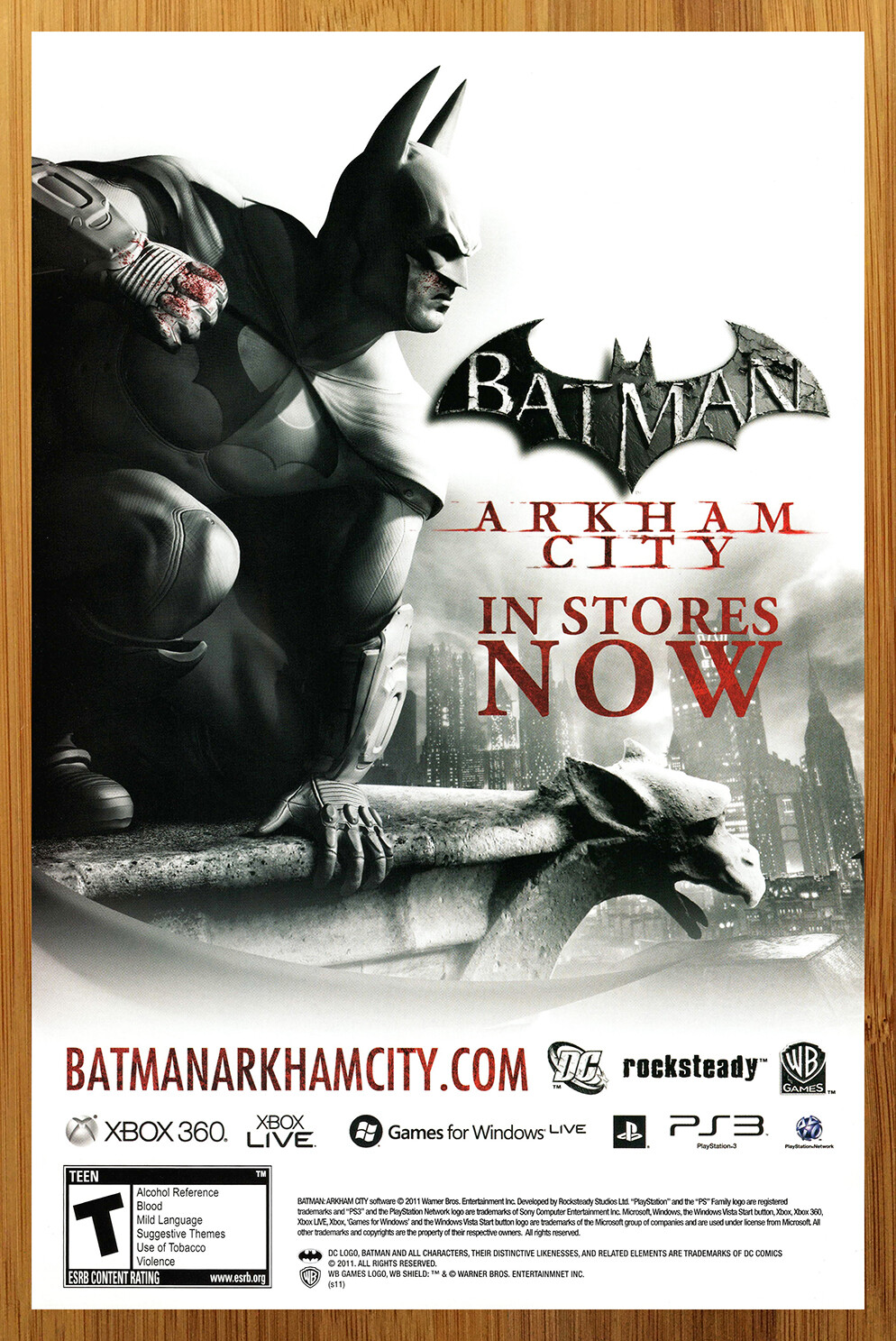 2011 Batman Arkham City Xbox 360 PS3 PlayStation 3 Print Ad/Poster Promo Art