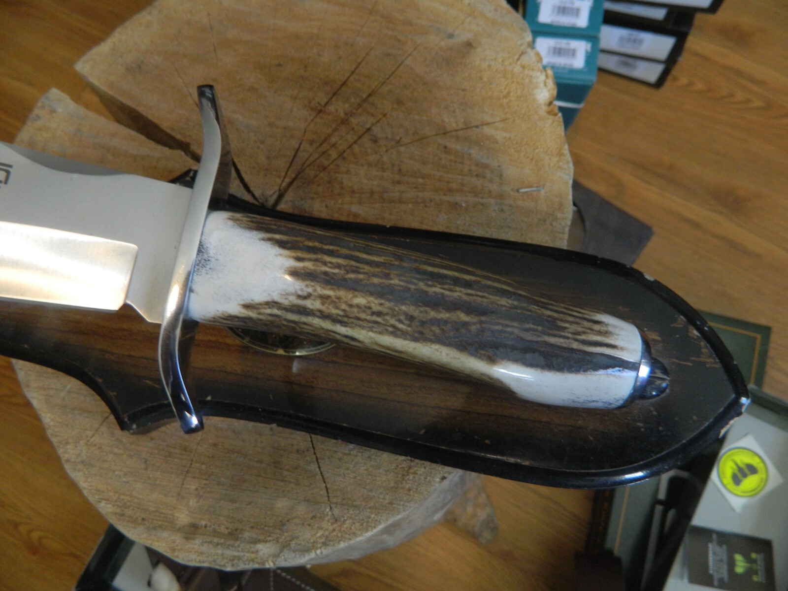 CUDEMAN KNIVES 14″ STAG HANDLE BOWIE KNIFE 5 STAR STAG 1095 HC ST BLADE LEA SH