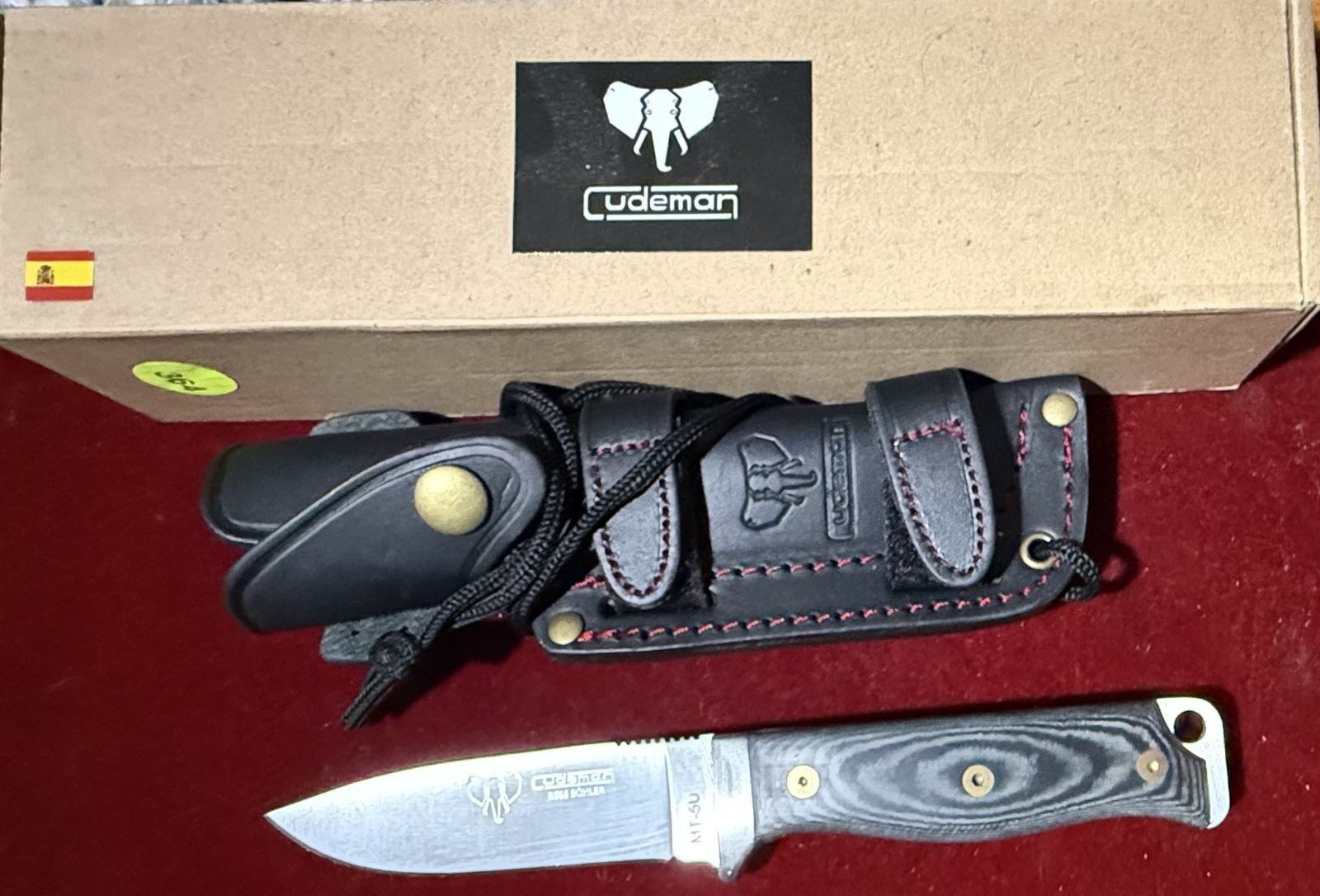 Cudeman MT-5U N695 Böhler Survival Knife Micarta Handle Red Liners Spain