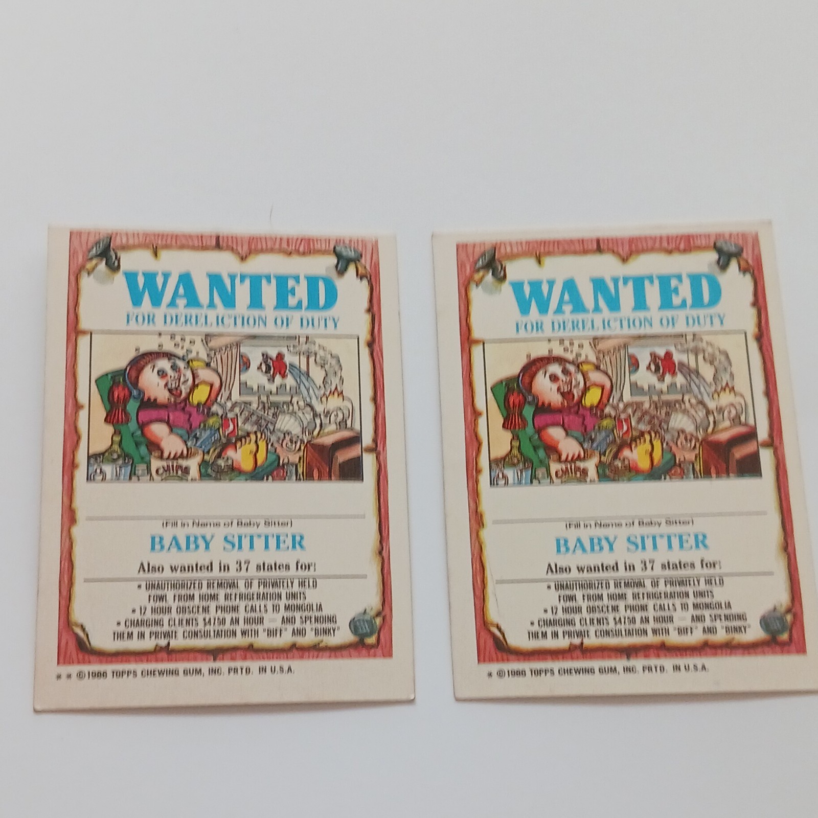 1986 Topps Garbage Pail Kids 132a Bony Tony and 132b Unzipped Zack vintage