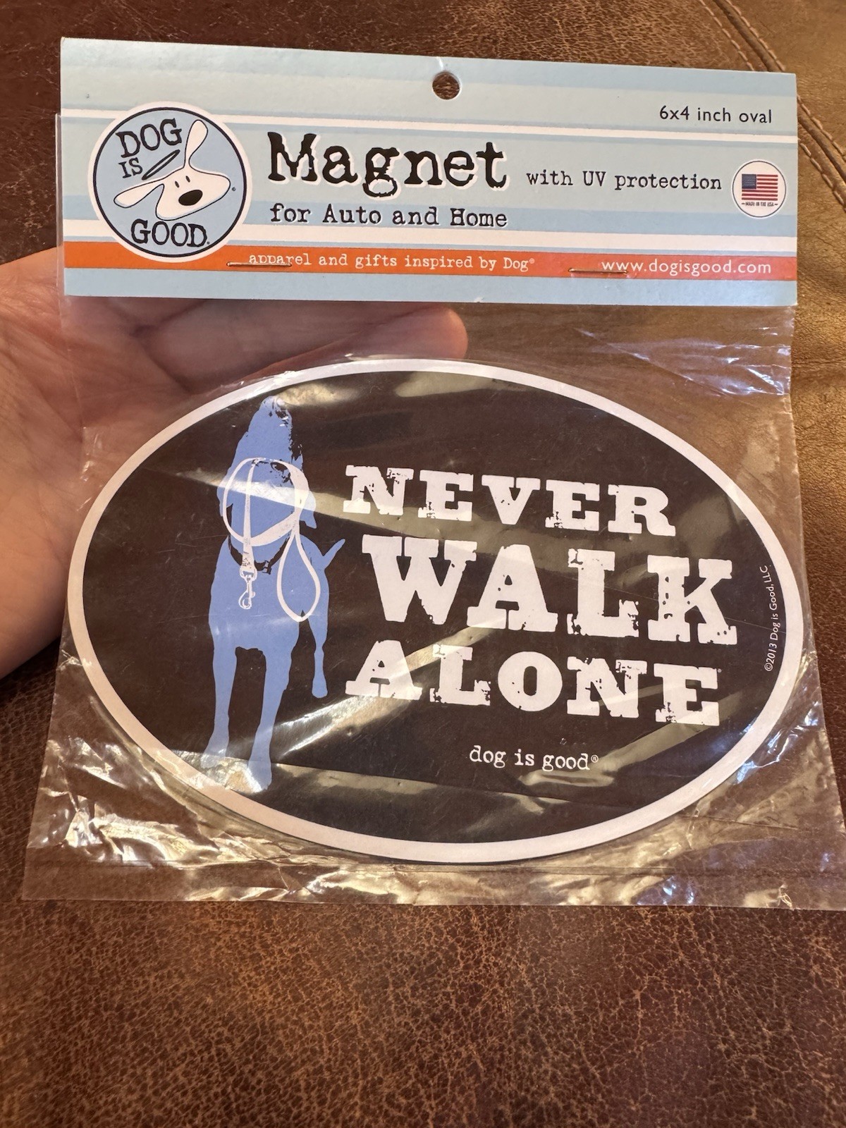 Dog is Good Oval Car Magnet Never Walk Alone – 6×4 NIP