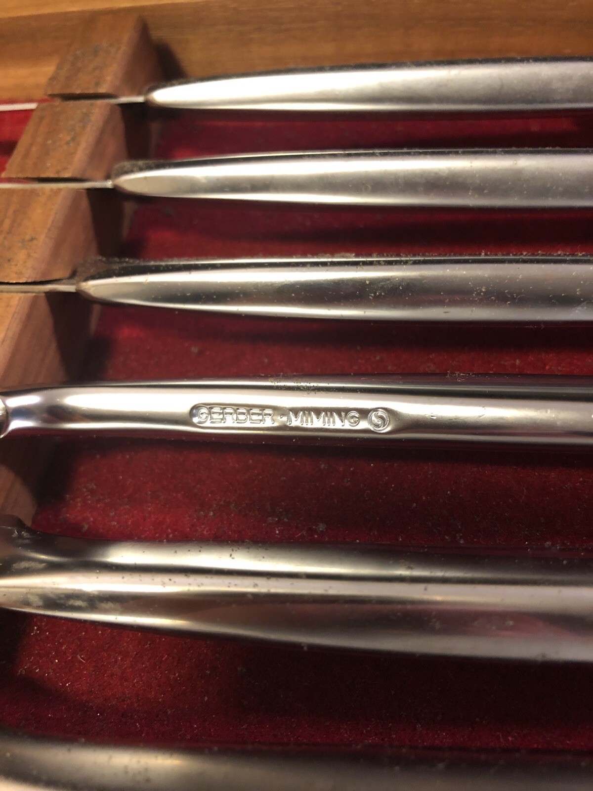 23 Piece Gerber Chef Carving Knife Set in 3 Tier Walnut Case All USA Made XLNT