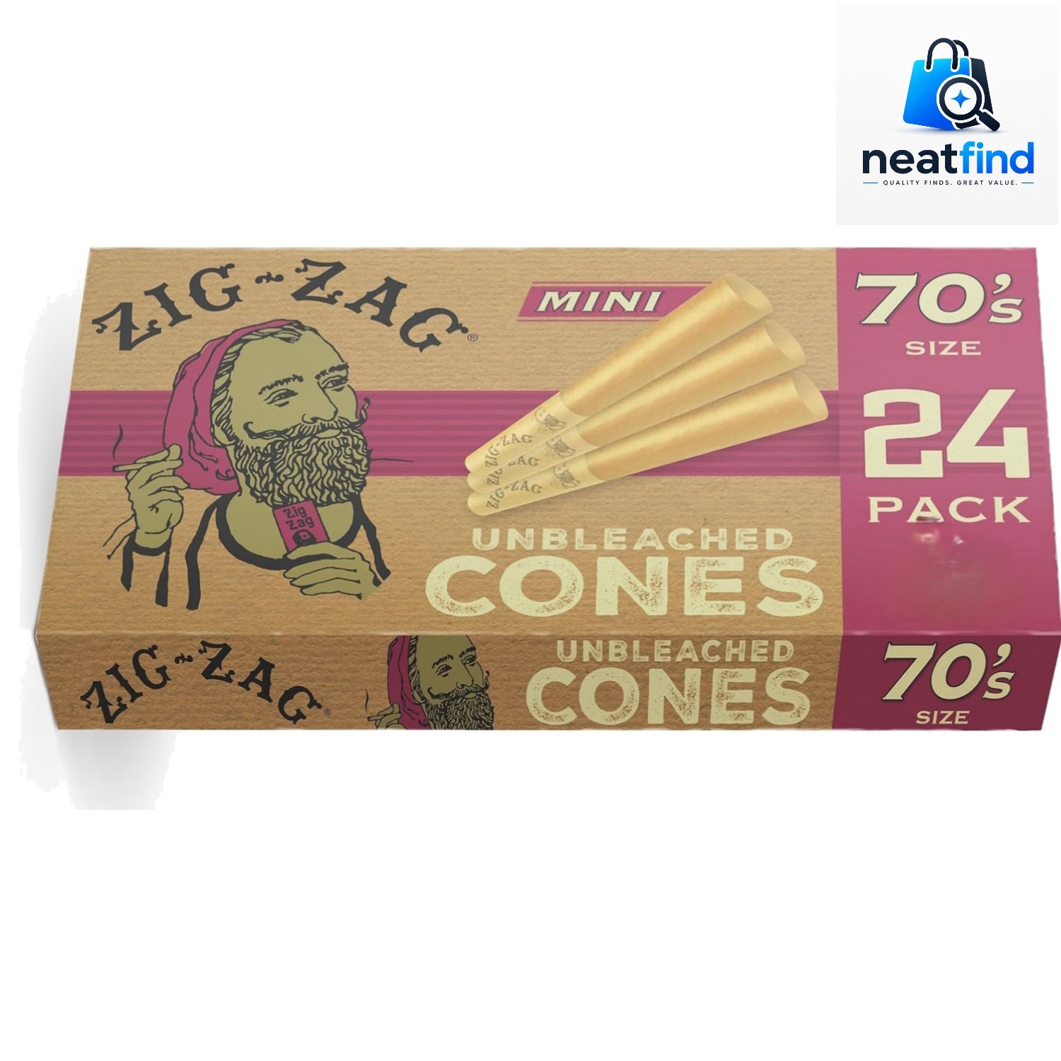 Unbleached Mini Pre Rolled Cones, 70mm, 24 Each | Quality, Slow Burn, Easy F…