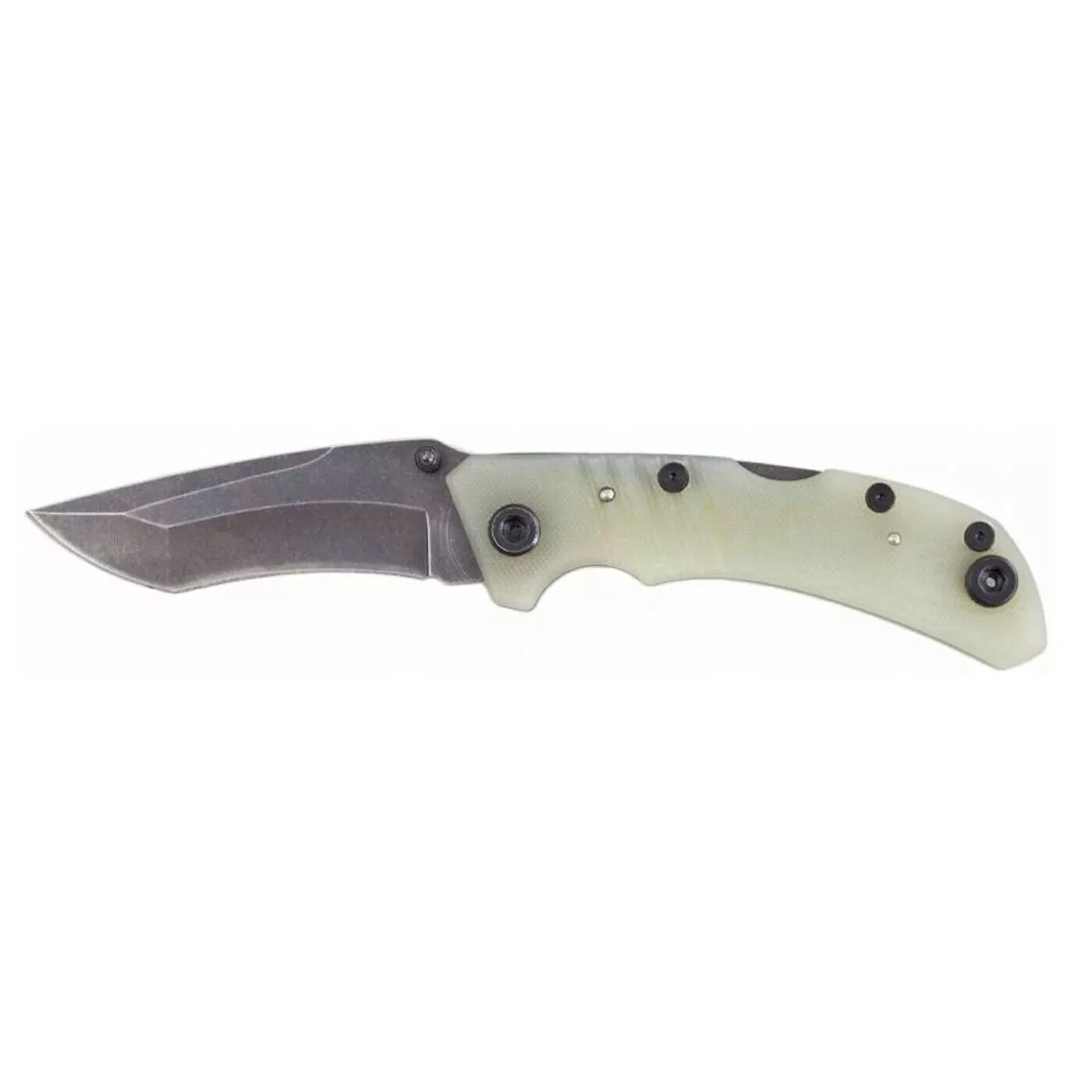 LOT of 2 POCKET KNIVES UZI ONE GREEN w/STONE WASHED TANTO & BLACK G10 HANDLES