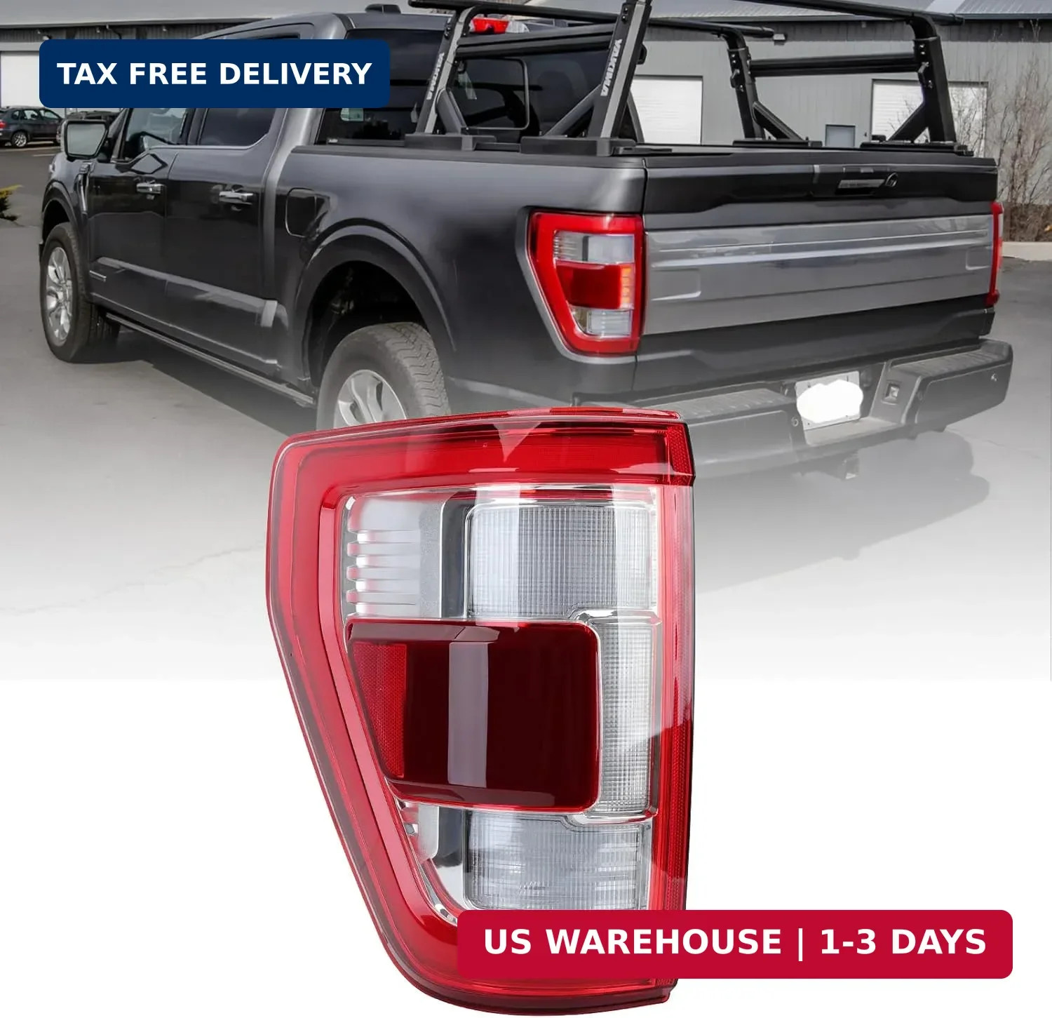 LED Driver Side Tail Light Compatible with 2021 2022 2023 Ford F150 F-150 W/Blin