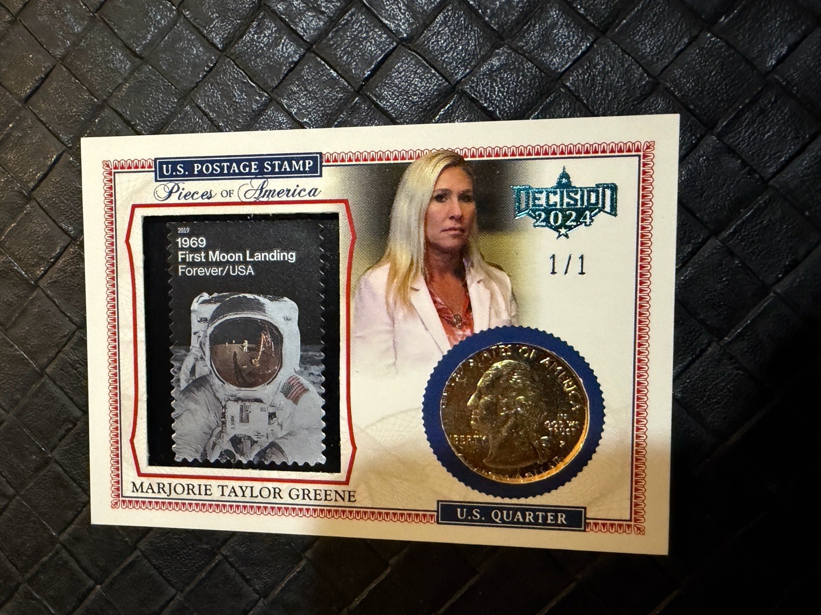 Decision 2024 MARJORIE TAYLOR GREENE Pieces Of America Ice Blue Foil POA17 1/1
