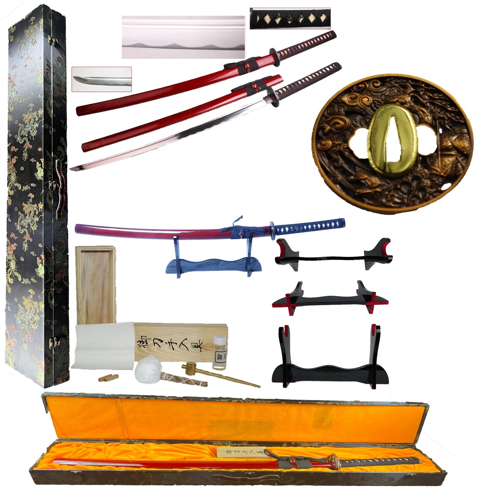 New 41″ Burgundy Red The Sword of Nightmare Japanese Samurai Battle Ready Katana
