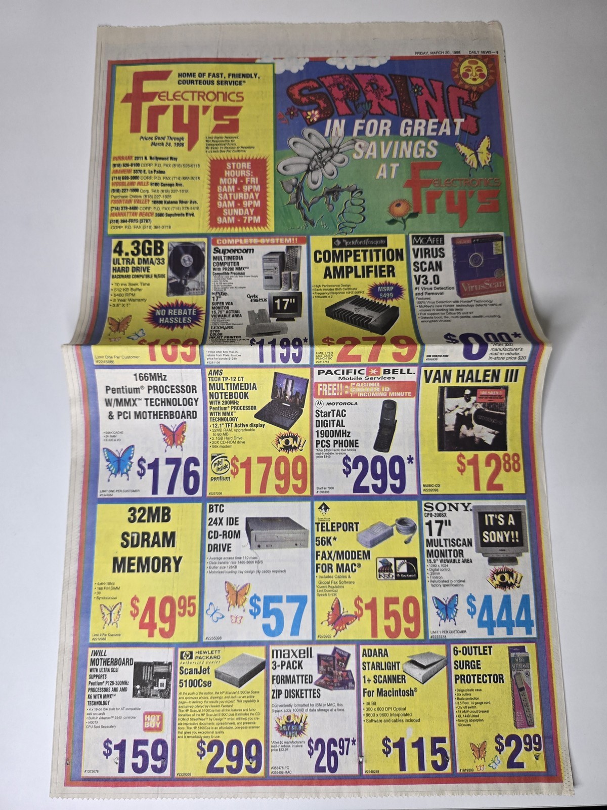 Frys Electronics March 1998 Ad StarCraft Pentium PC Games Retro Computer