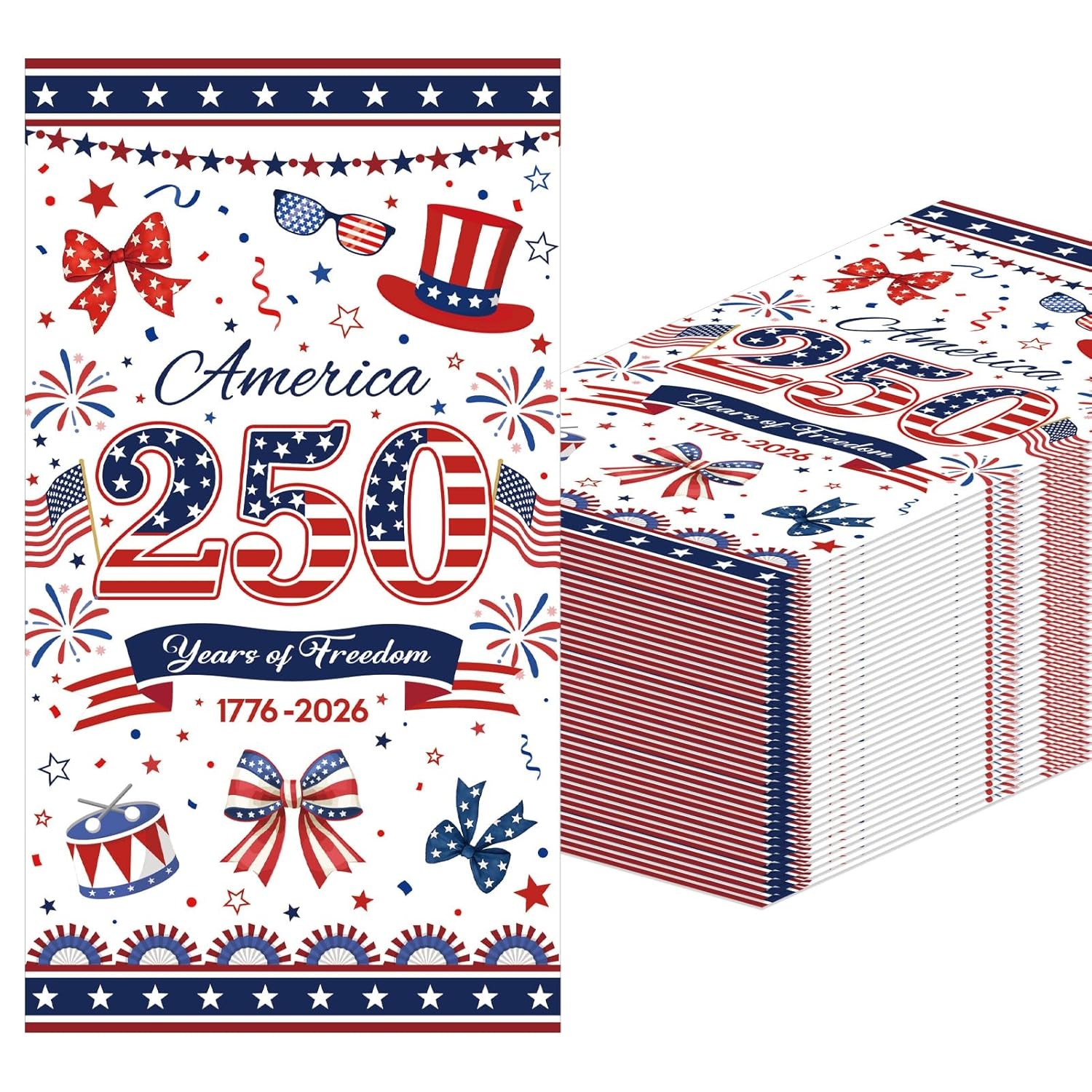 100 Pcs 250th Anniversary Decorations USA 4th of July Napkins, Patriotic Guest N