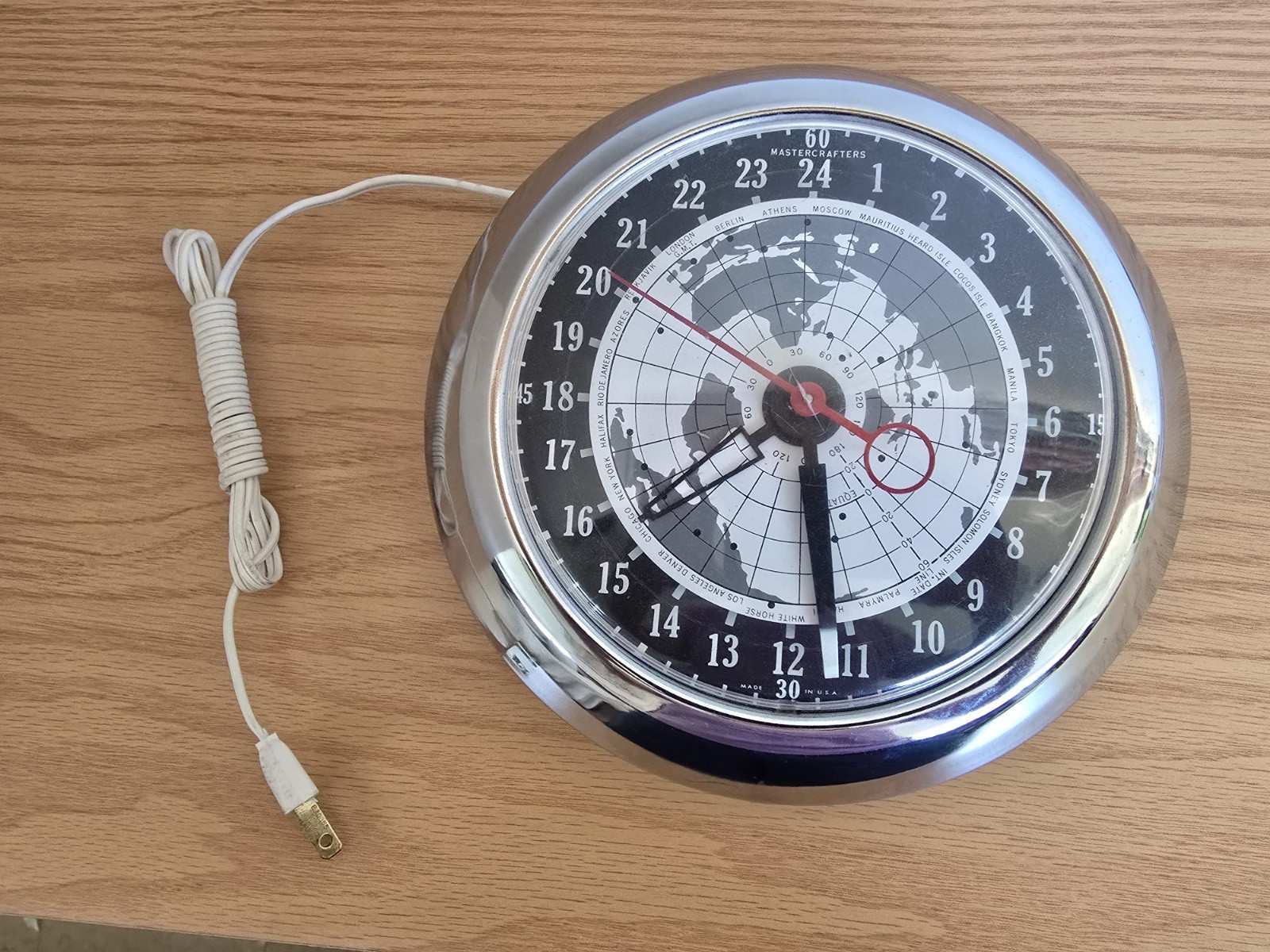 Vintage Mastercrafters 191 24 Hour World Clock