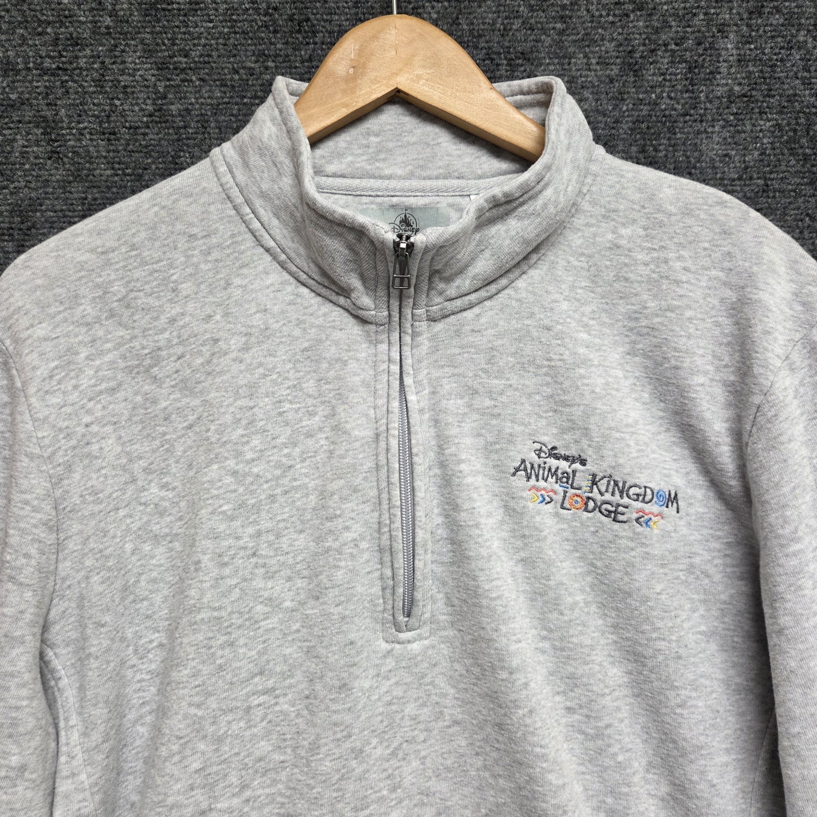 Disney Parks Pullover Womens 2XL Gray Animal Kingdom Lodge 1/4 Zip Sweatshirt
