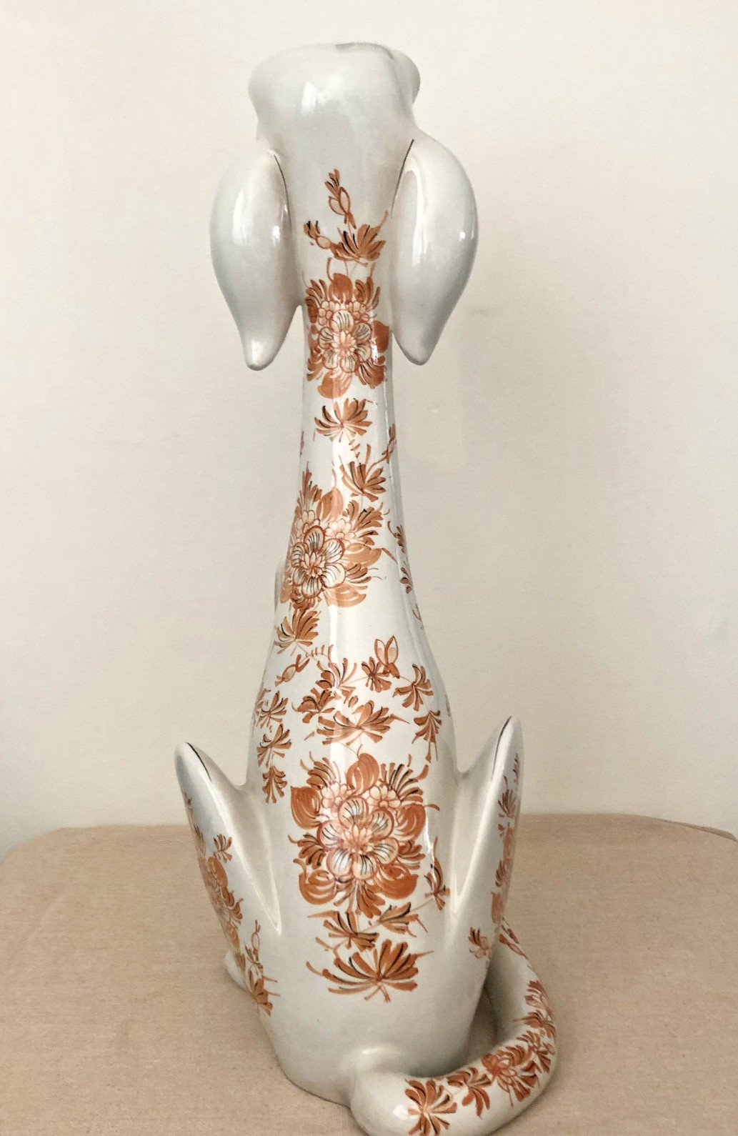 VINTAGE ITALIAN CERAMIC DOG 23” HOLLYWOOD REGENCY BASSANO STYLE SAD EYE – DECOR