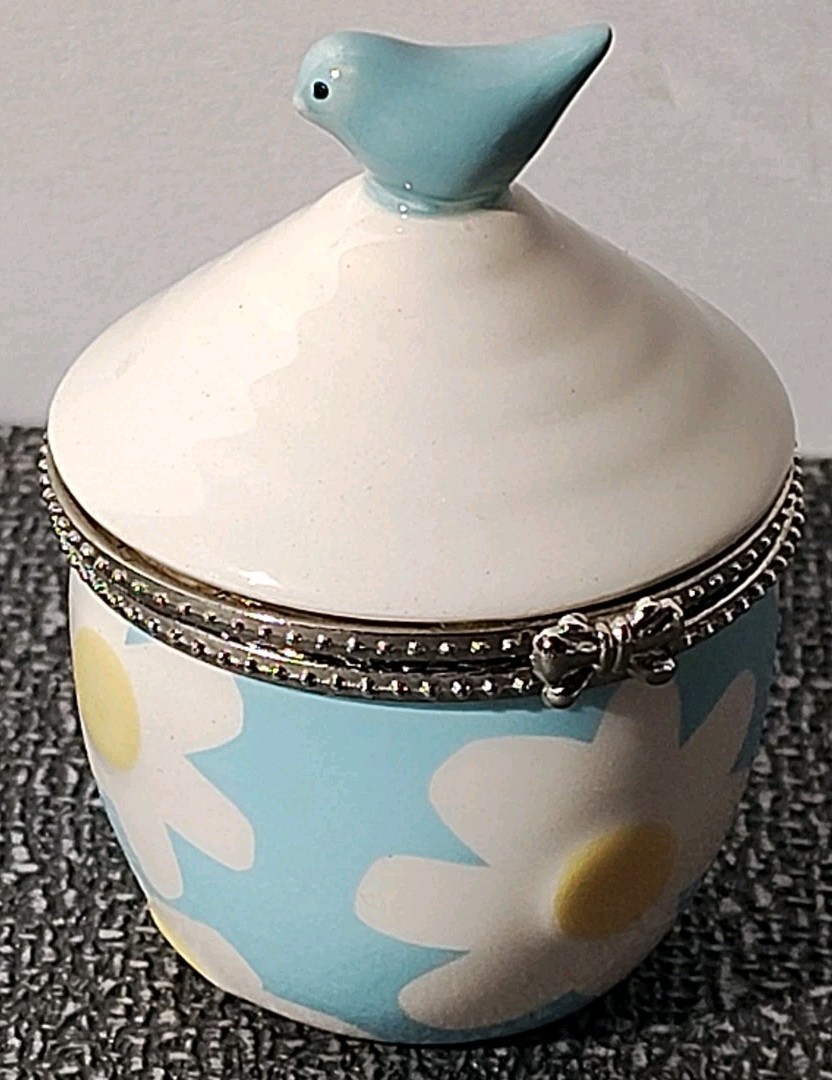 Hallmark Hinged Trinket Box Blue Bird and Flowers