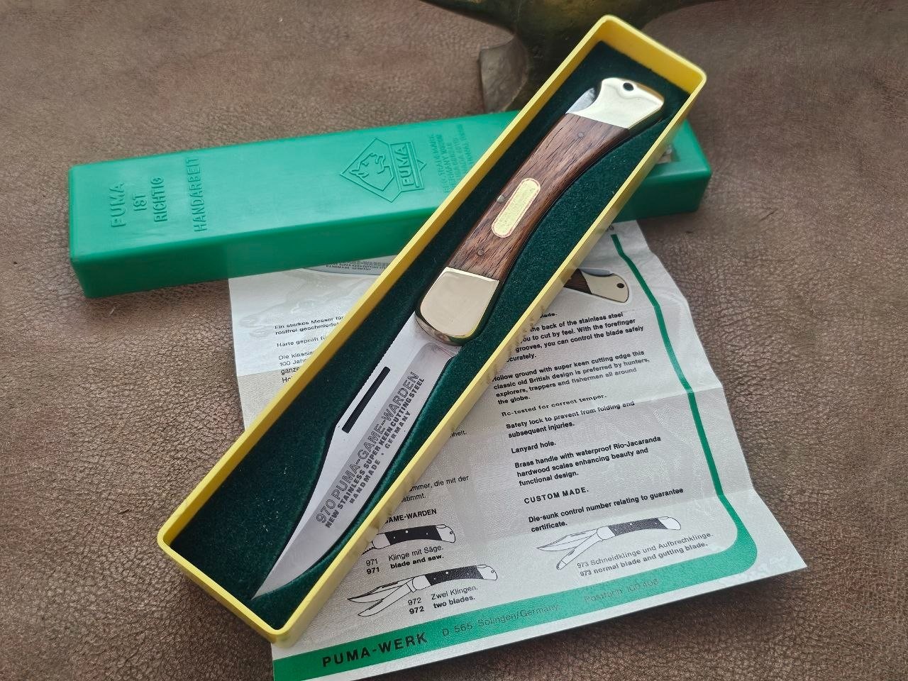 Vintage Puma 970 Game Warden lockback folding hunting pocket knife NIB 1976