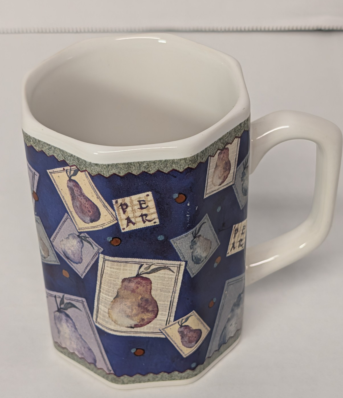 Pear Octagonal Coffee Cup Mug Ceramic / Porcelain 10 oz