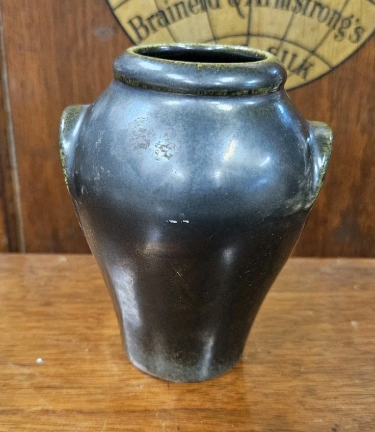 Vintage Minature 4″ Stoneware Ceramic Minature Crock Marked Made In Jamaica