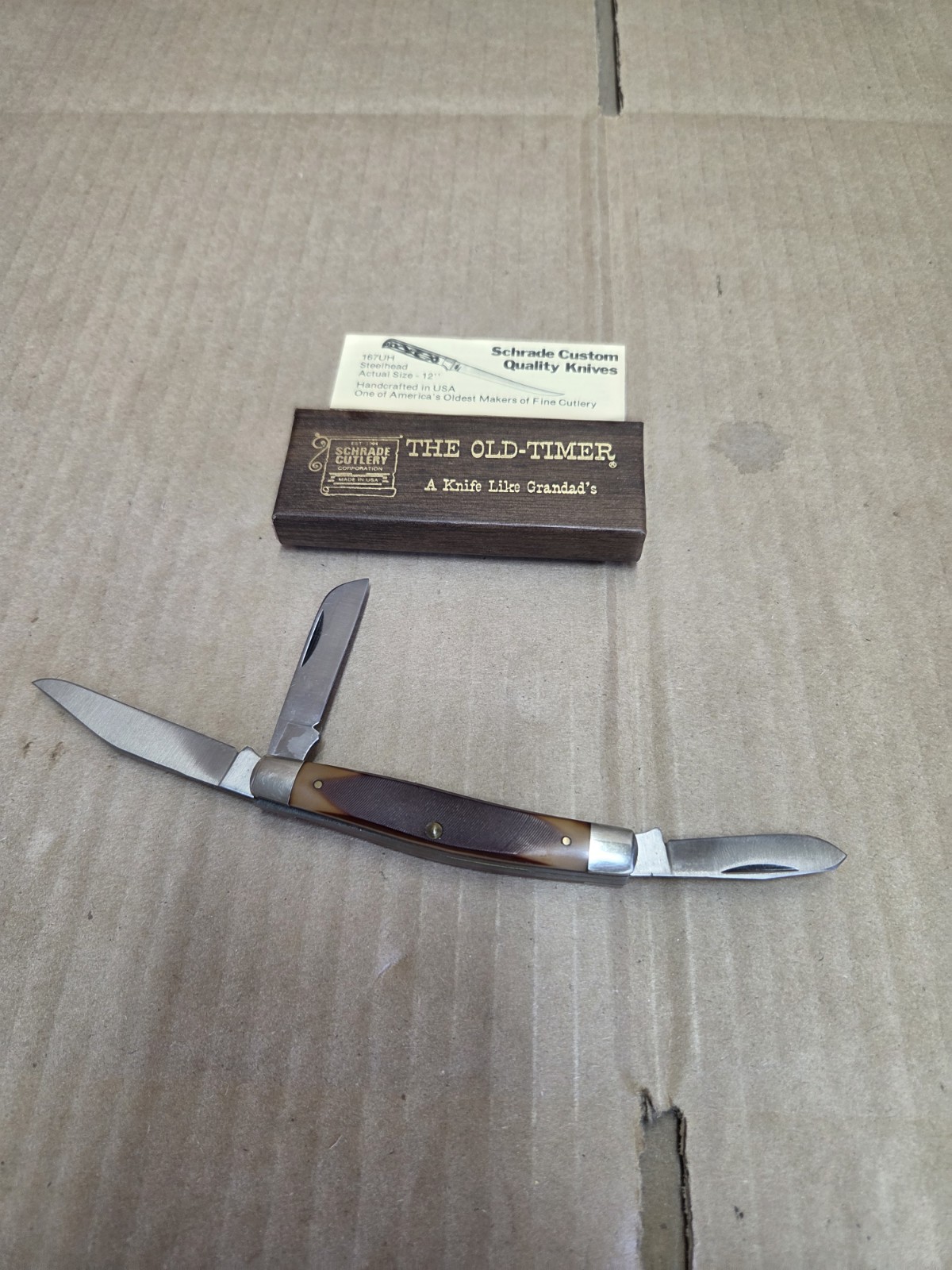 Vintage Schrade Old Timer 340T 3 Blade Folding Pocket Knife USA New in Box