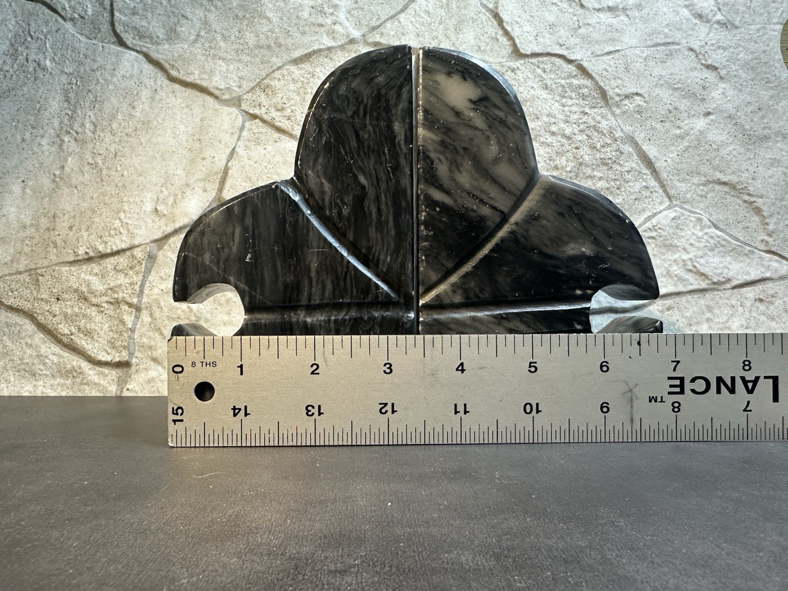 Marble Abstract Black and White Bookends Pair 6″ Asymmetrical Decorative Art