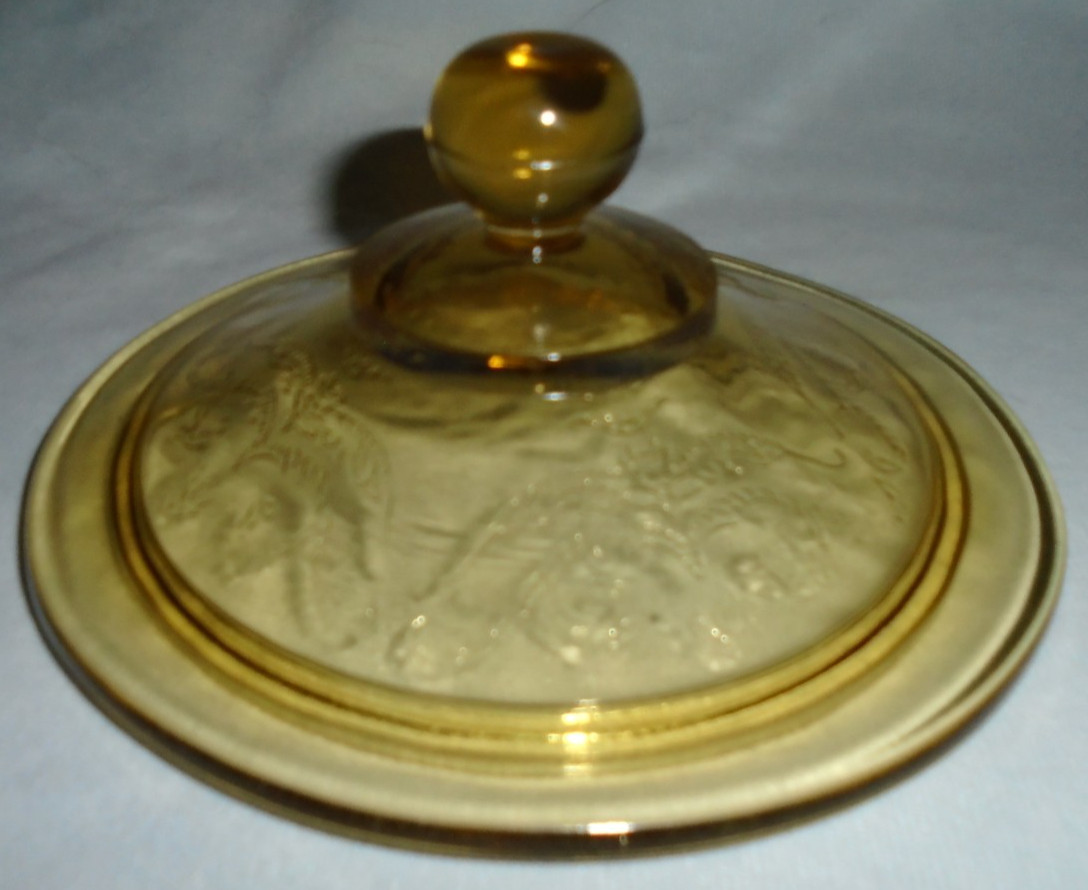 Madrid By Federal Glass Co. Amber Cookie Jar Lid Only 5.5″ Across VTG FREE SHIP