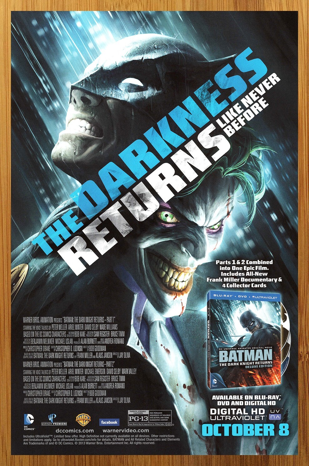 2013 Batman The Dark Knight Returns Blu-ray/DVD Print Ad/Poster Joker Movie Art