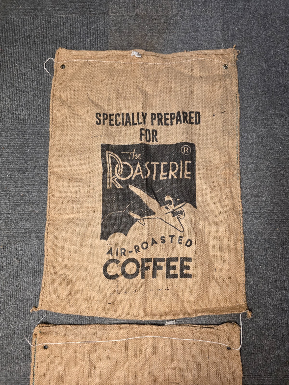 Home Decor – Coffee Brand Burlap Sacks – Lot of 2 – Size 40″ x 29″