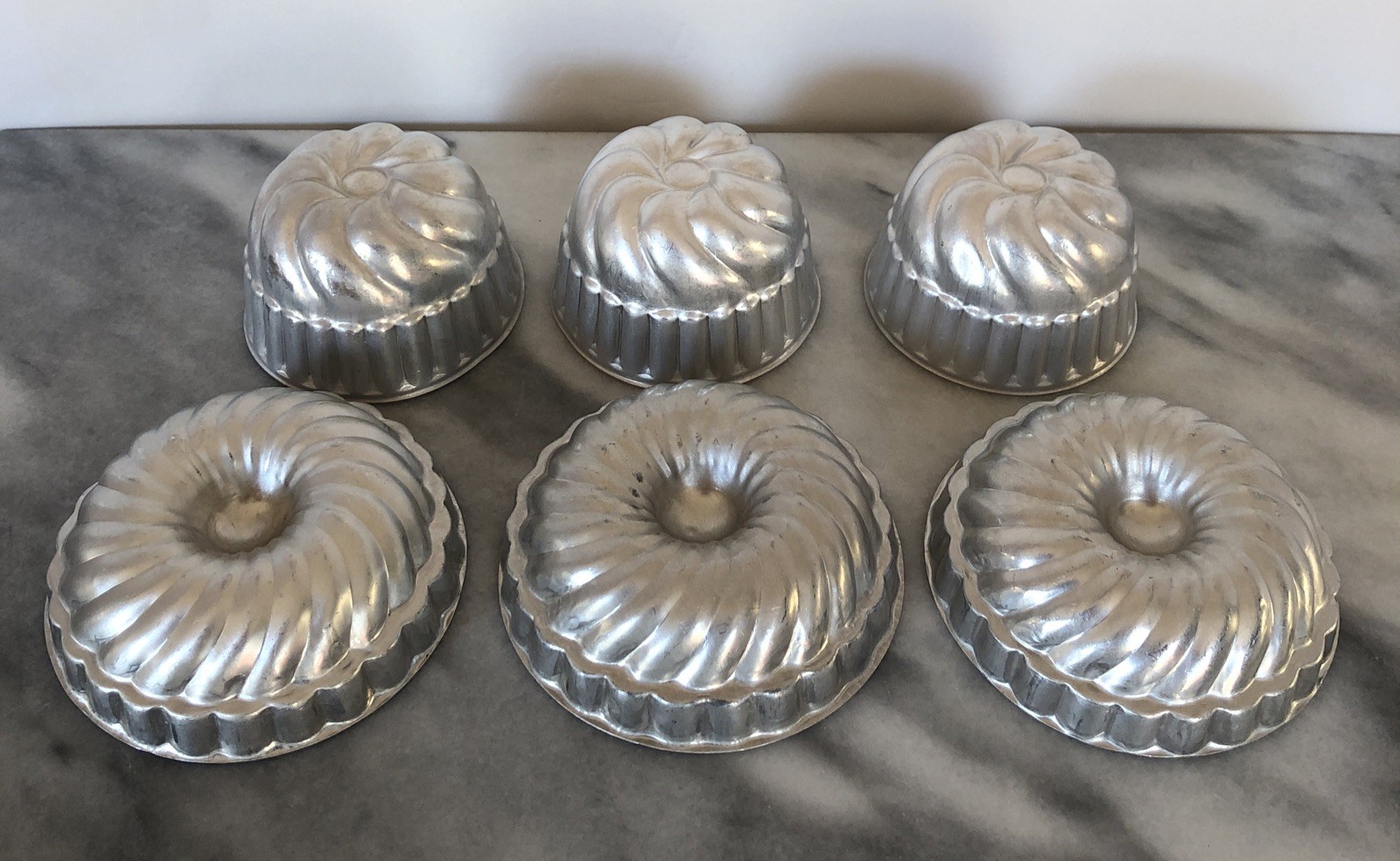 Mini Aluminum Tin Jello Gelatin Salad Molds Mini Bundt Cake Pans VTG 6 Pc Set