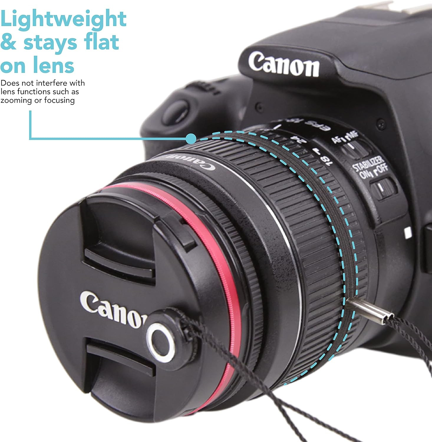 Camera Lens Cap Leash with Elastic String, Compatible with Universal DSLR SLR Ev