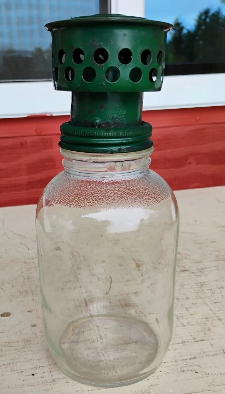Vintage Kerosene Heater Anchor Hocking Mason Jar 11″ Tall Hard To Find