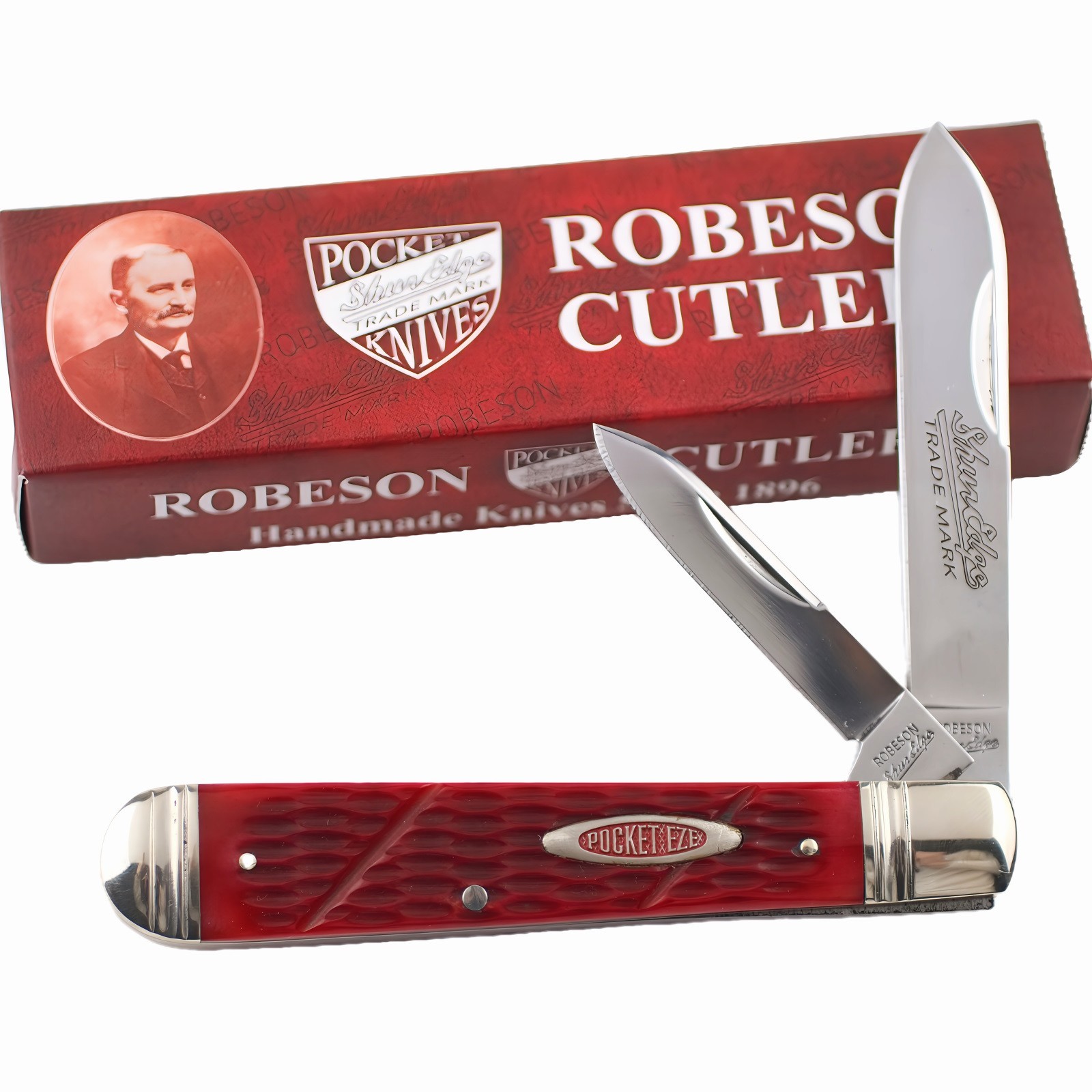 Robeson Cutlery English Jack Folding Pocket Knife Red Jigged Bone